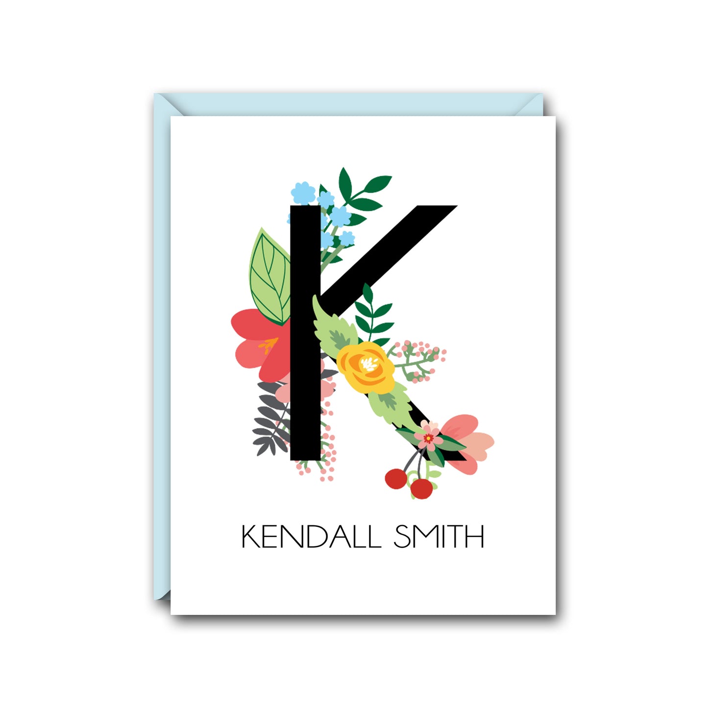 FLORAL MONOGRAM PERSONALIZED NOTE CARD SET