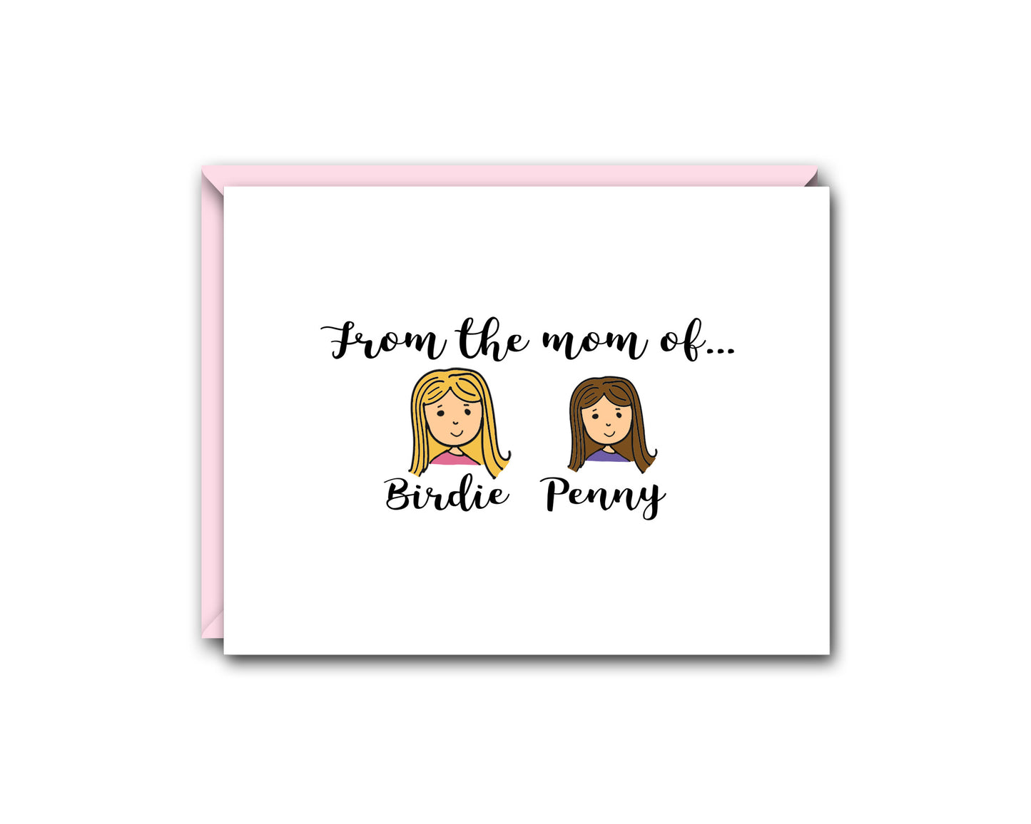 FROM THE MOM OF... TWO CHILDREN PERSONALIZED NOTE CARD SET