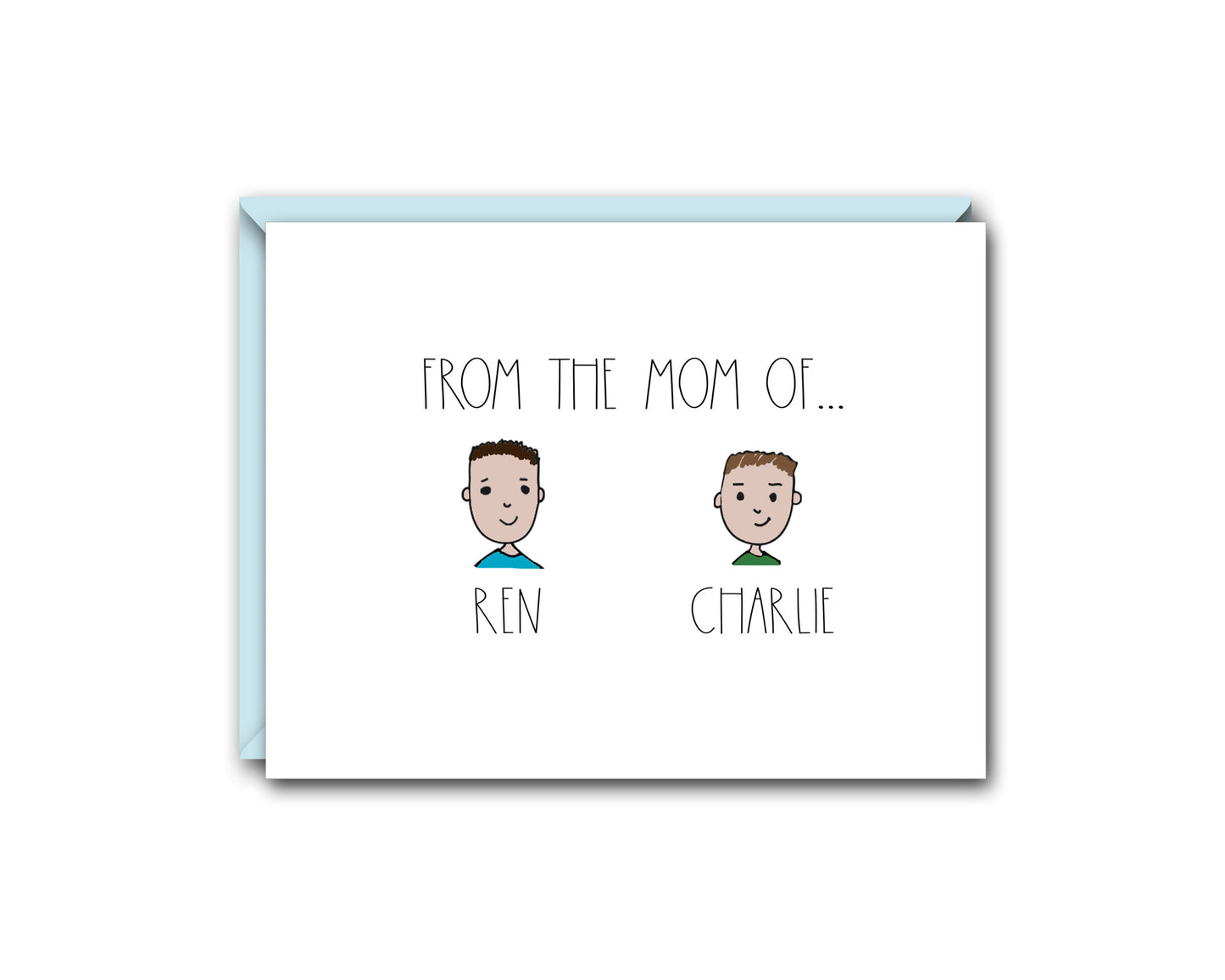 FROM THE MOM OF... TWO CHILDREN PERSONALIZED NOTE CARD SET