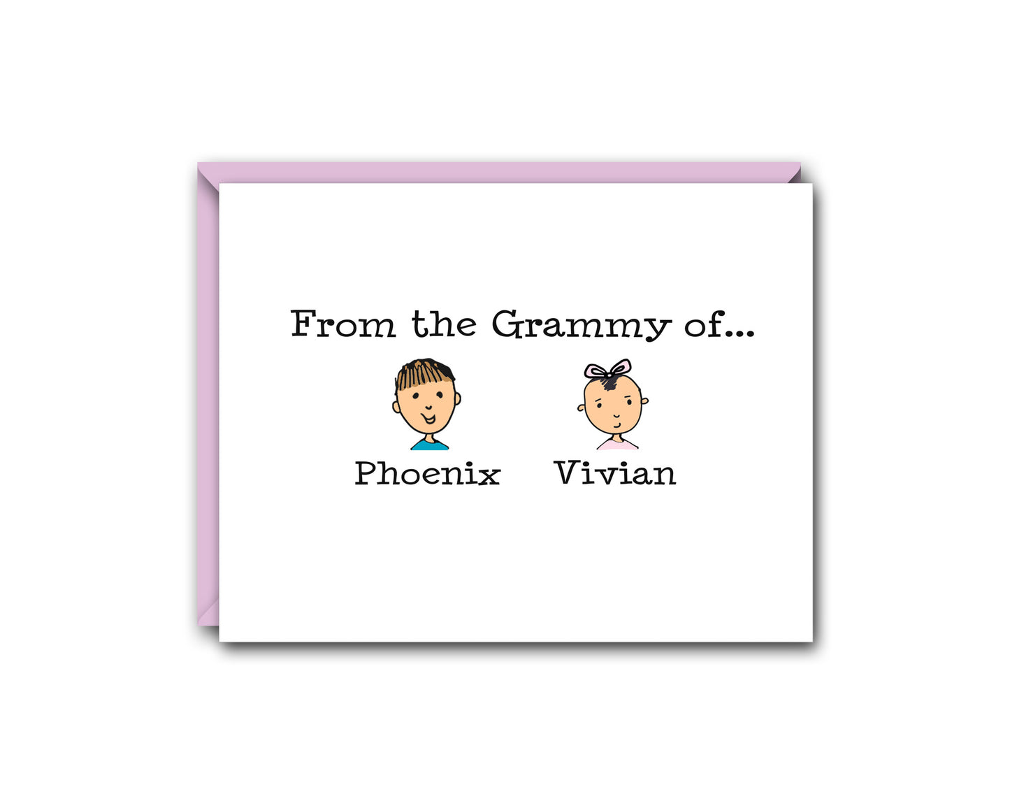 FROM THE MOM OF... TWO CHILDREN PERSONALIZED NOTE CARD SET