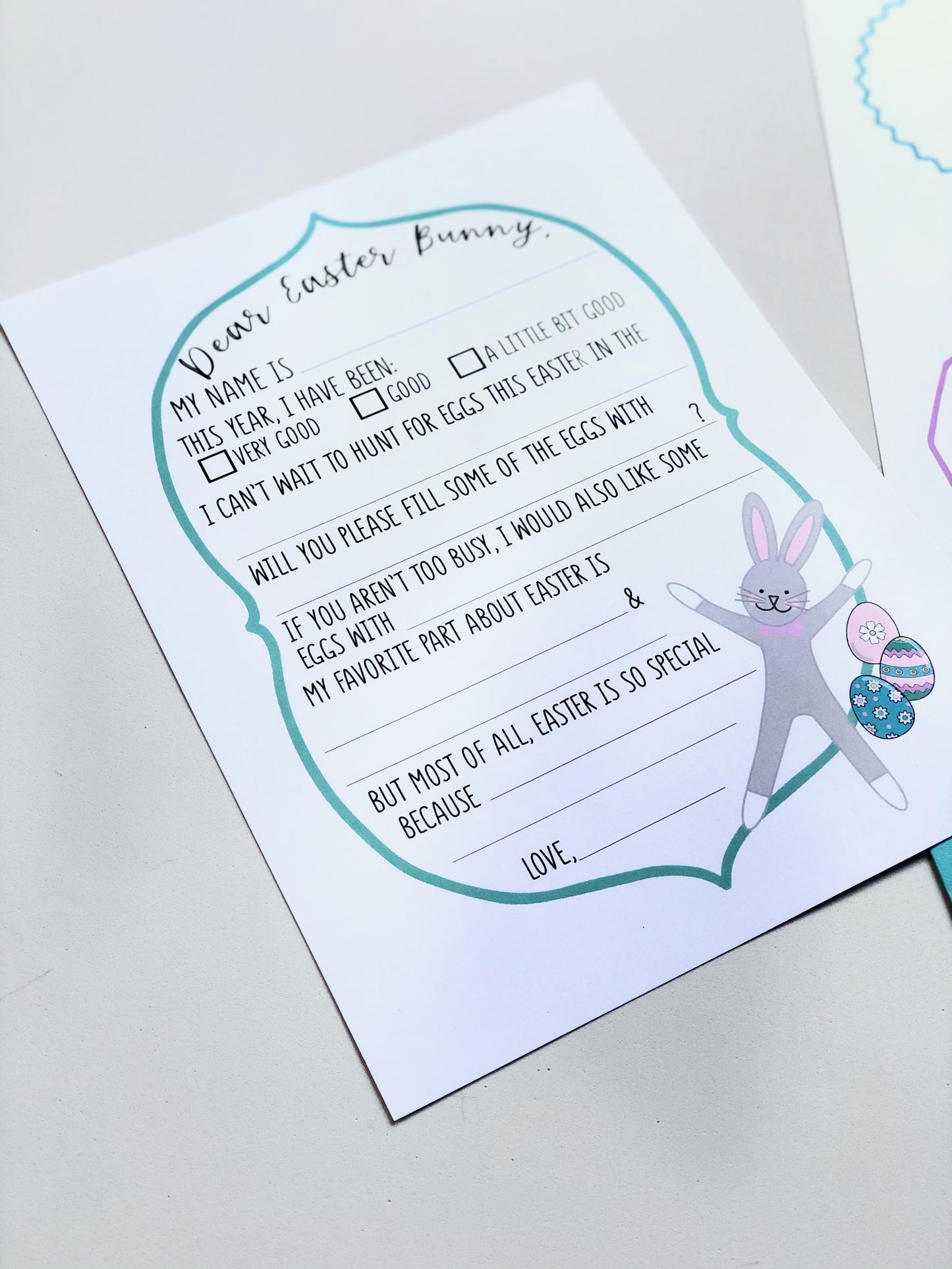 DEAR EASTER BUNNY LETTER SET