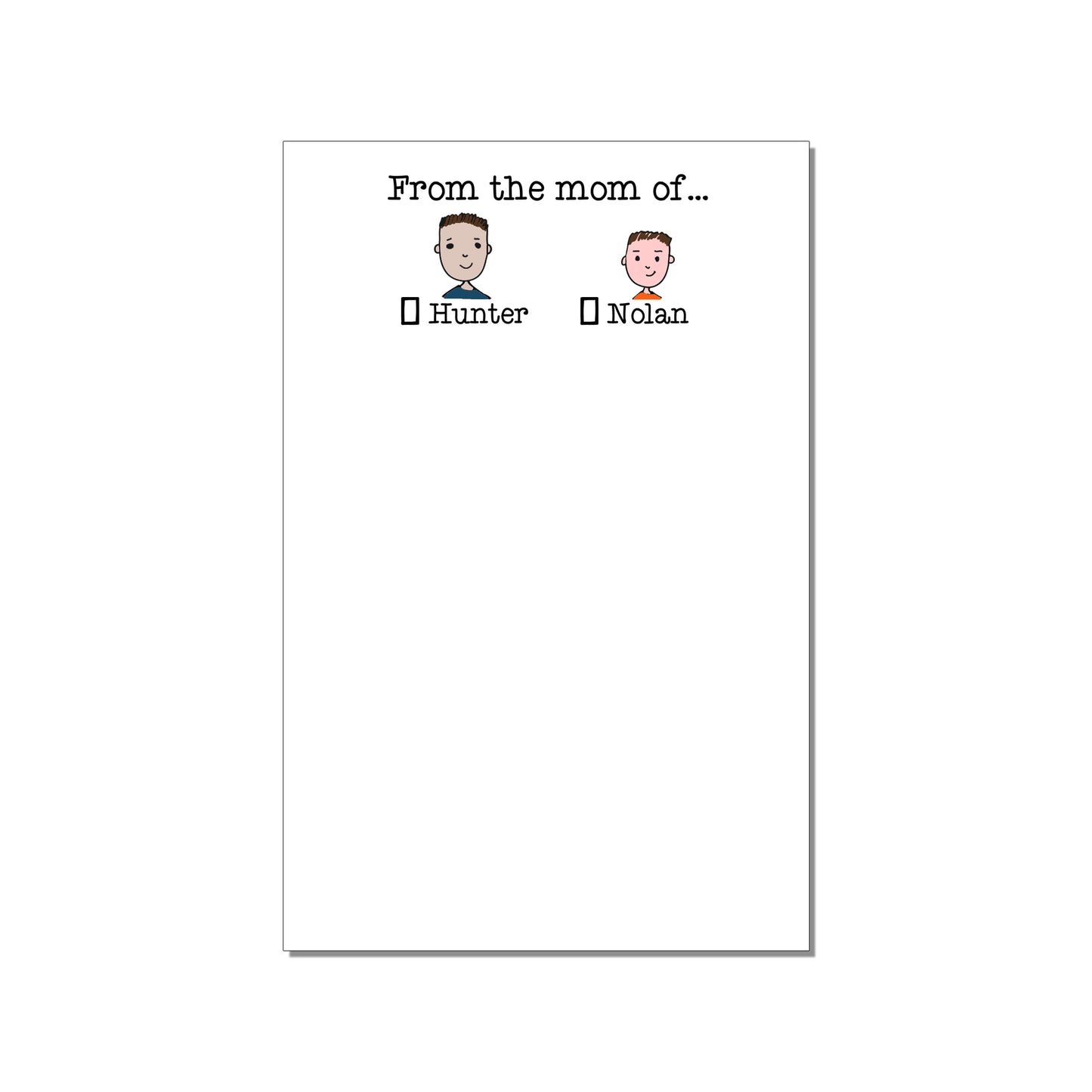 FROM THE MOM OF... TWO CHILD PERSONALIZED LARGE NOTEPAD