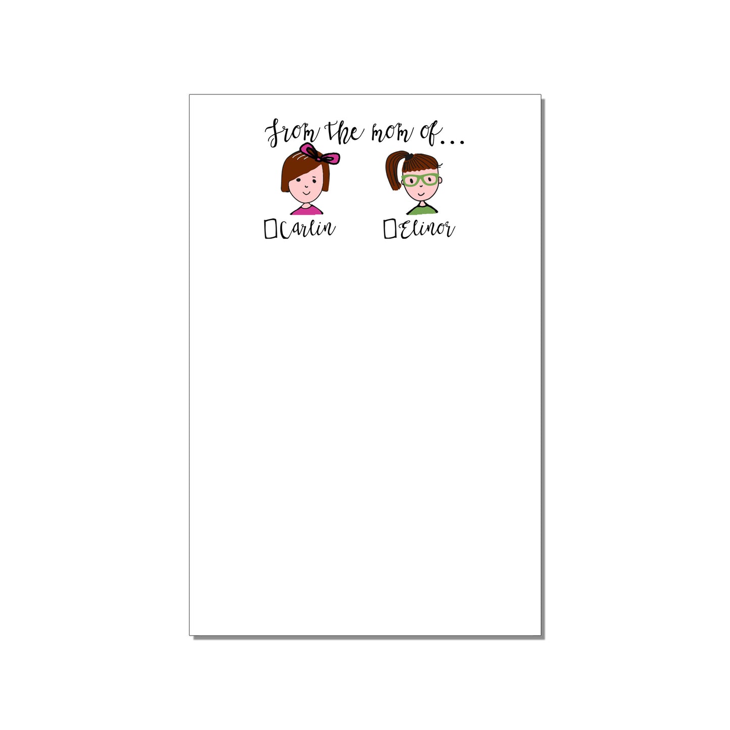 FROM THE MOM OF... TWO CHILD PERSONALIZED LARGE NOTEPAD