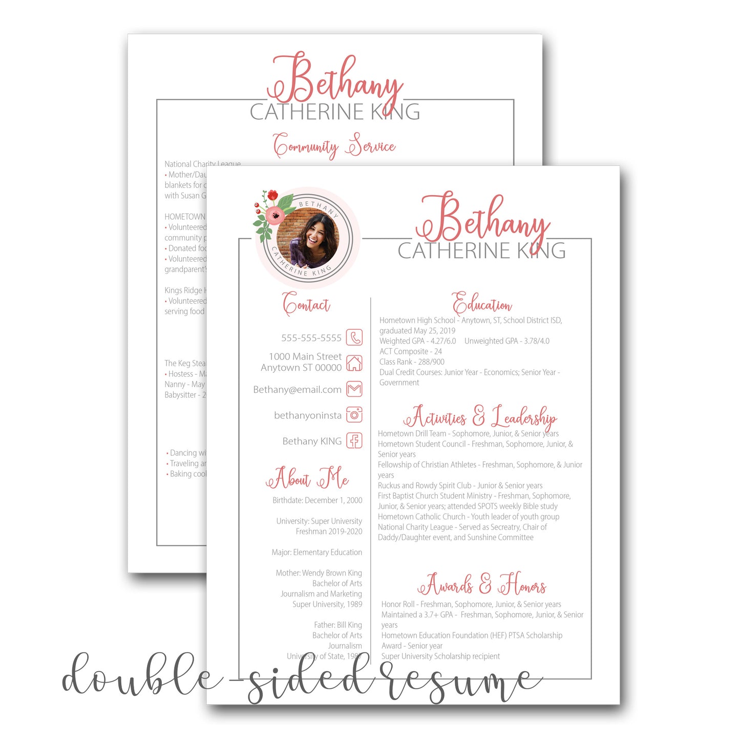 DIGITAL ROSE MONOGRAM SORORITY RECRUITMENT PACKET WITH PHOTO