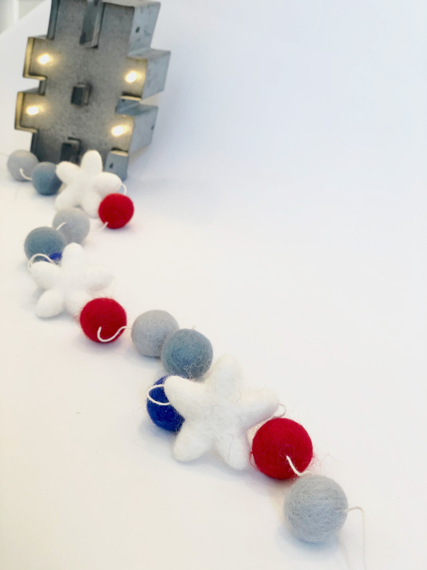 PATRIOTIC WOOL FELT BALL GARLAND