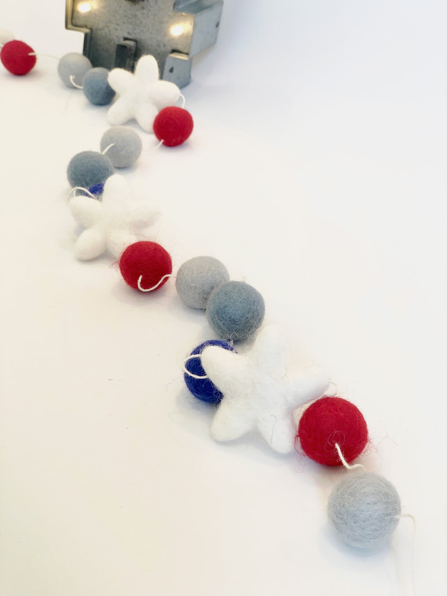 PATRIOTIC WOOL FELT BALL GARLAND