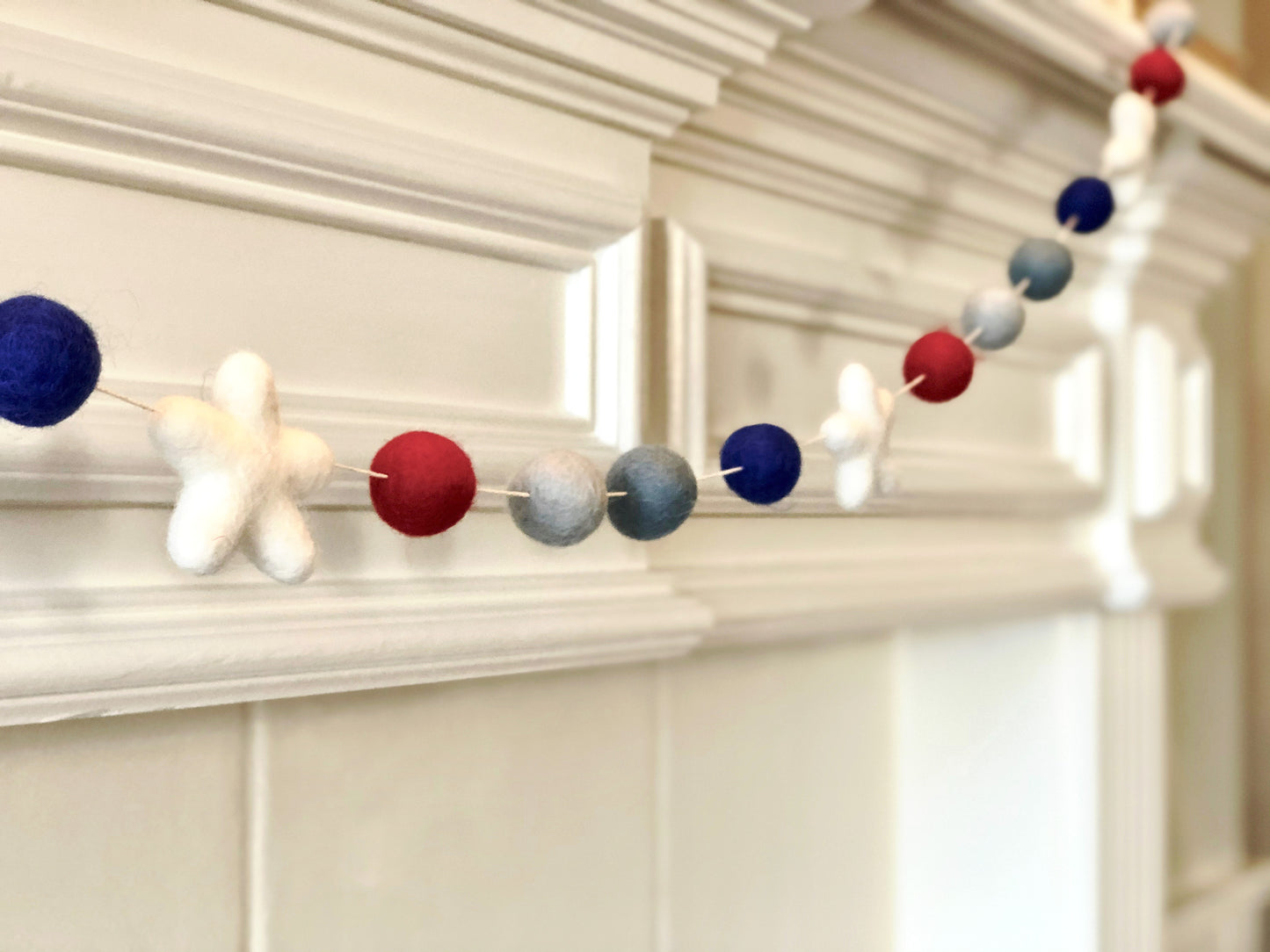 PATRIOTIC WOOL FELT BALL GARLAND