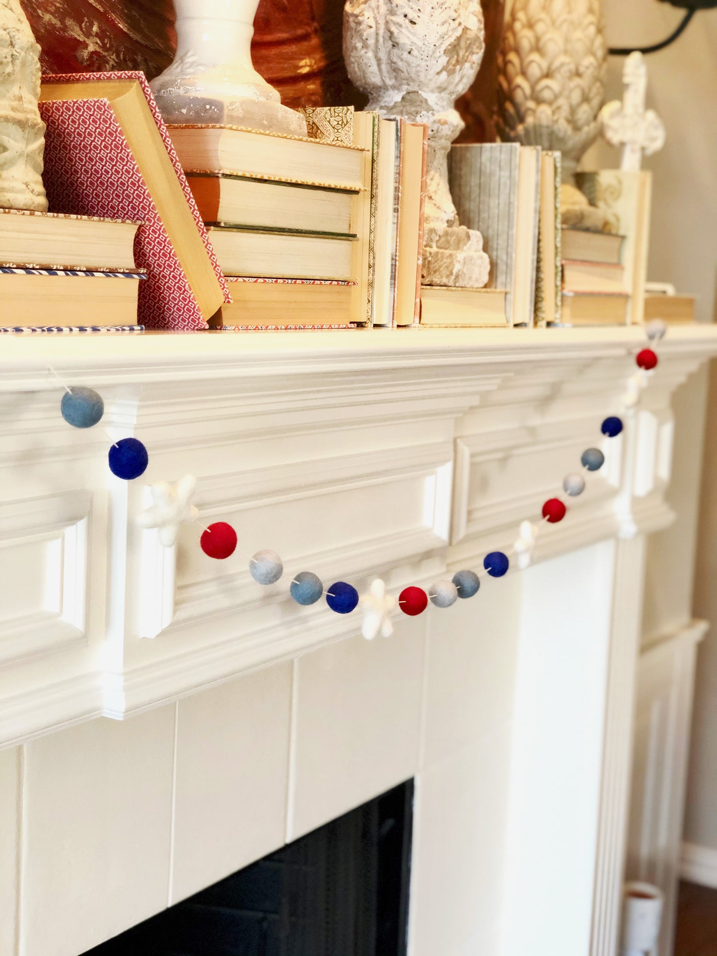 PATRIOTIC WOOL FELT BALL GARLAND