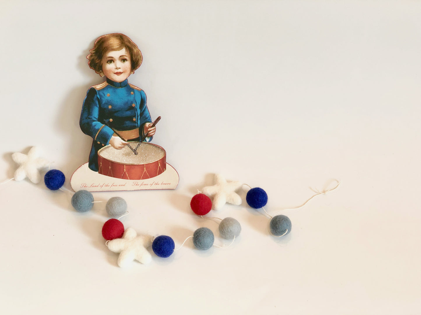 PATRIOTIC WOOL FELT BALL GARLAND