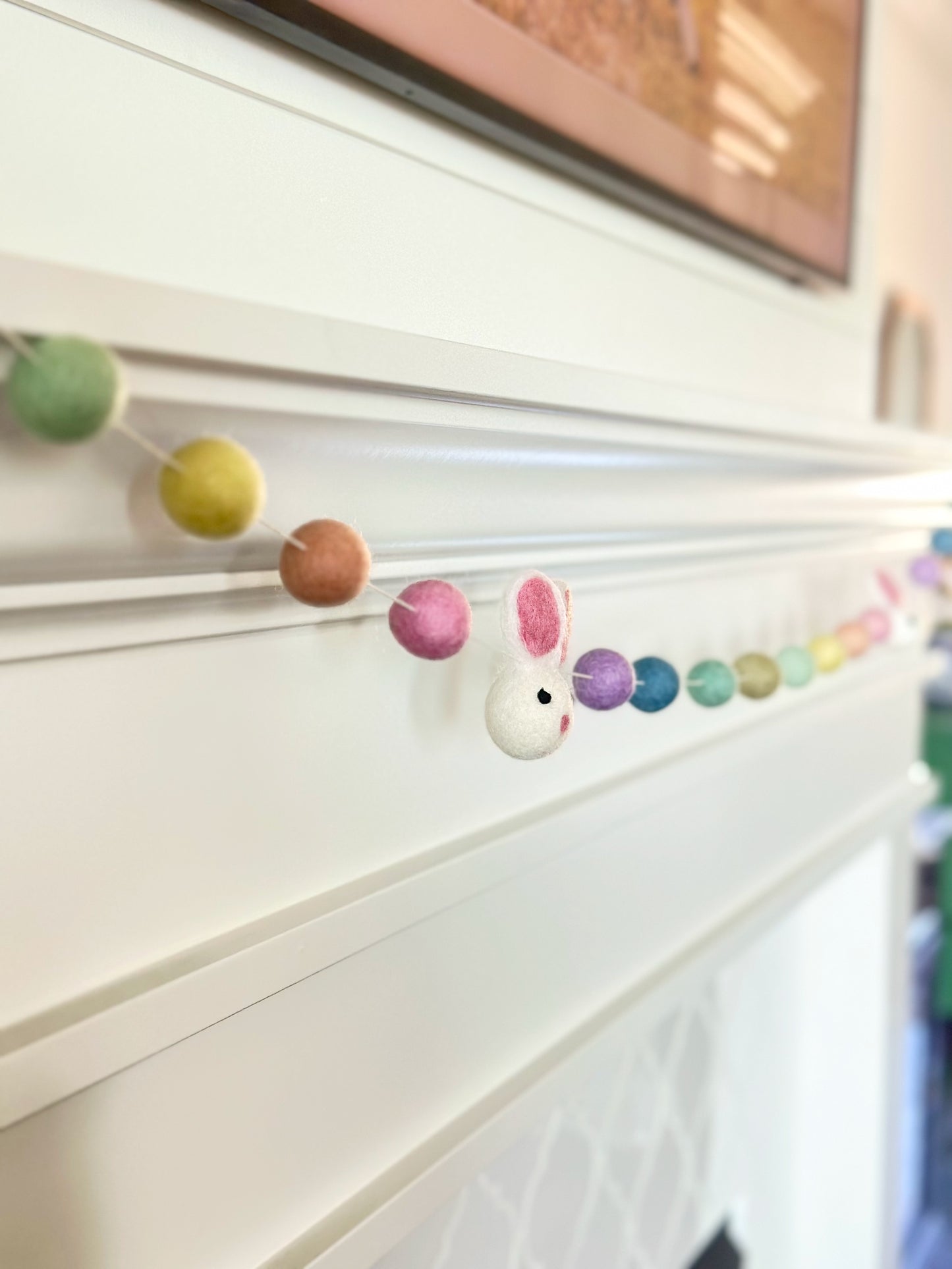 BUNNY WOOL FELT BALL GARLAND
