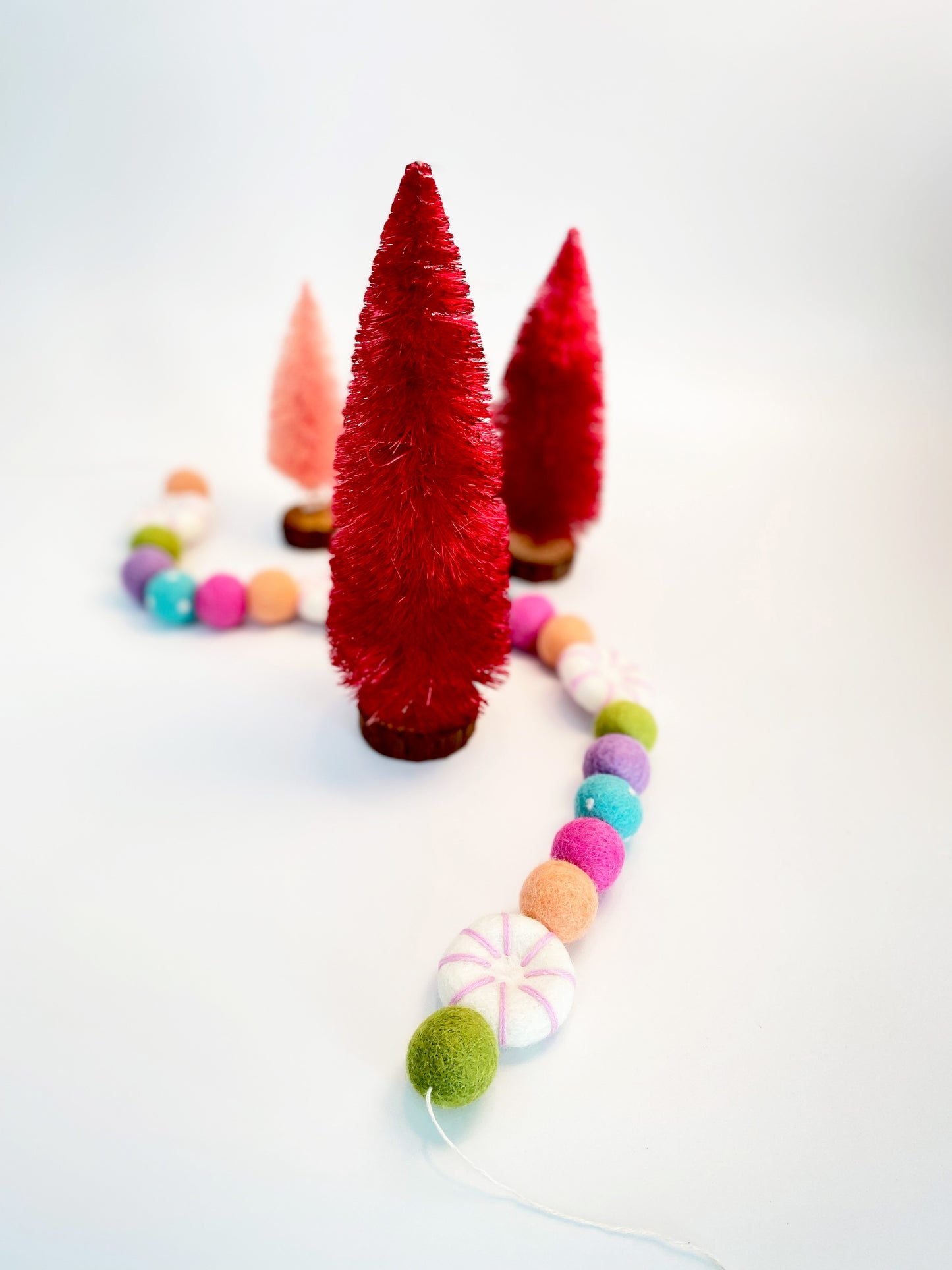 PEPPERMINT CANDY WOOL FELT BALL GARLAND