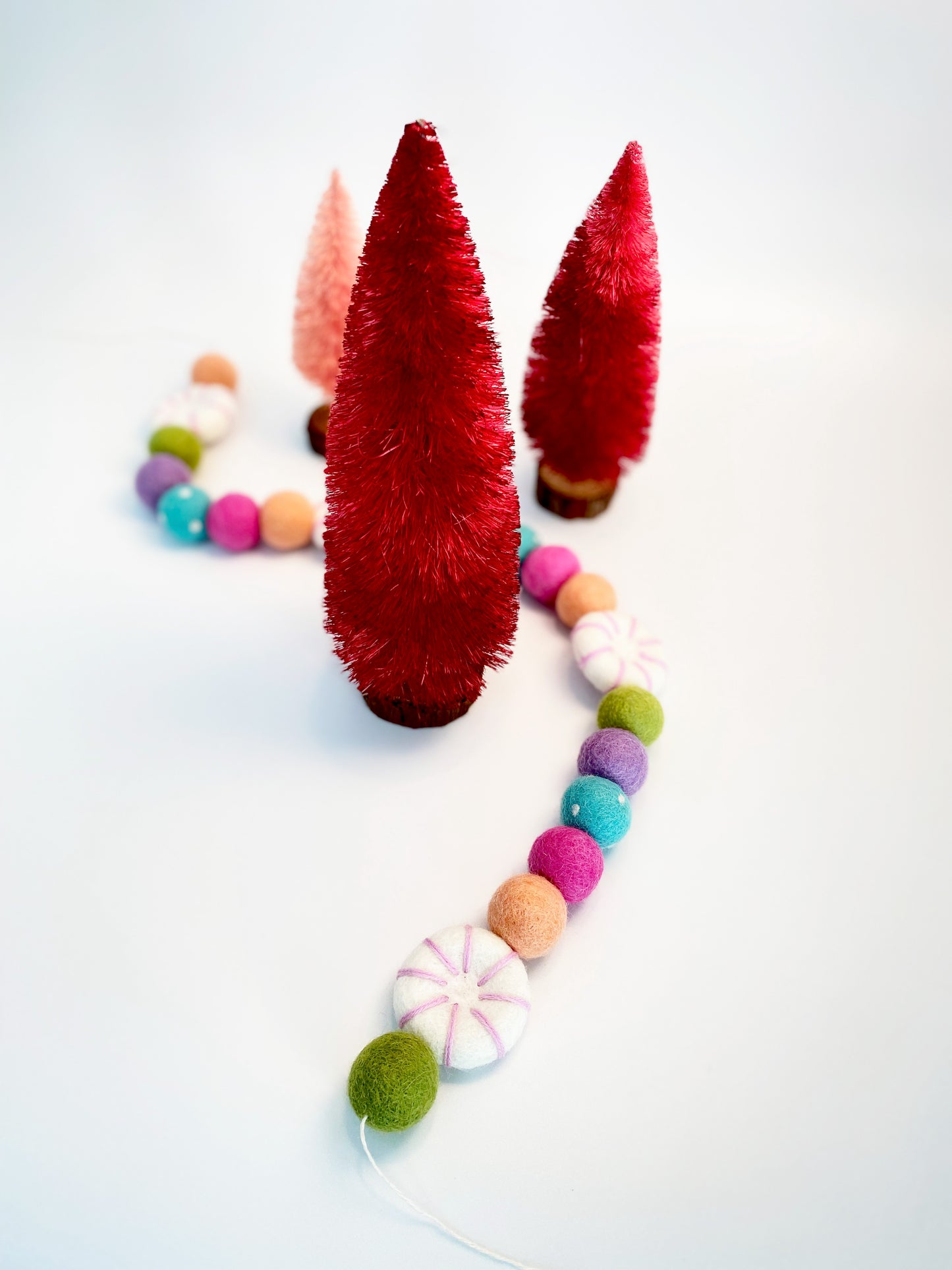 PEPPERMINT CANDY WOOL FELT BALL GARLAND