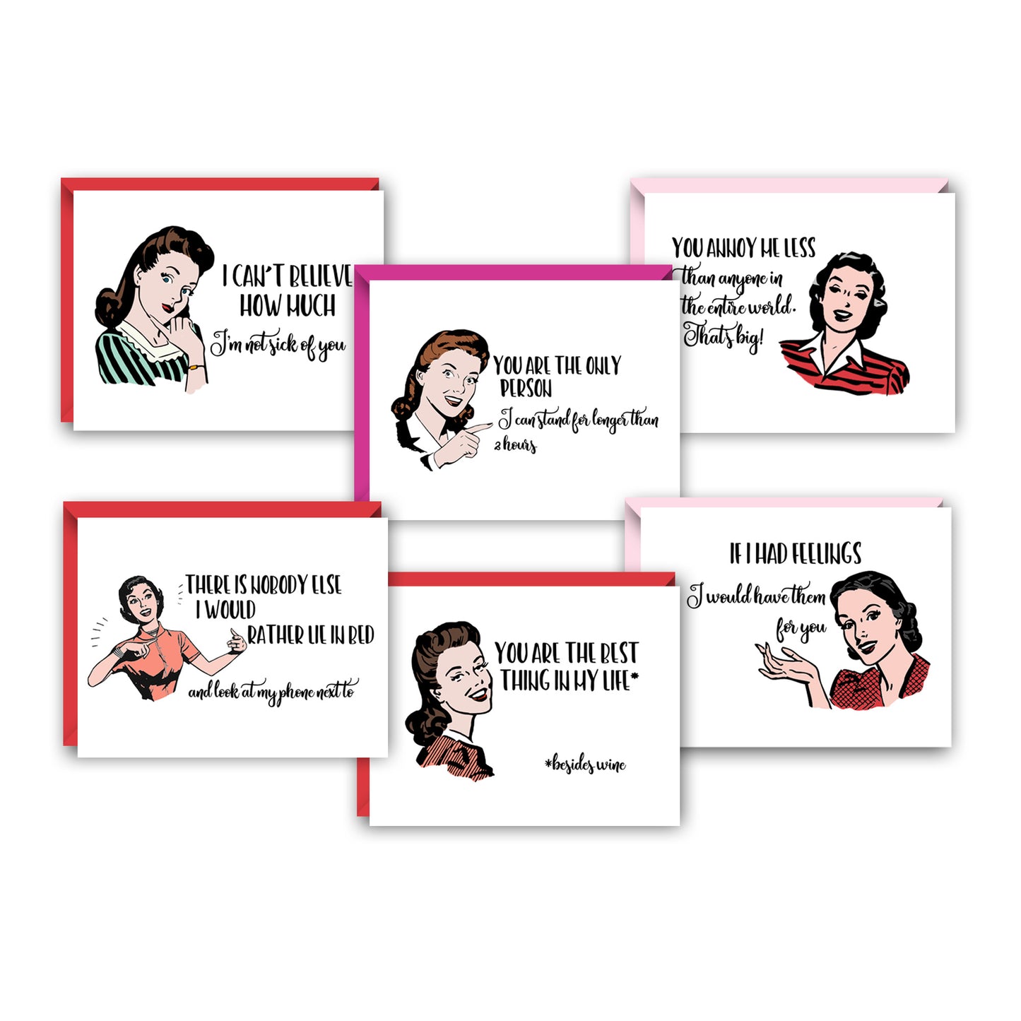 WITTY WOMEN VALENTINE & FRIENDSHIP GREETING CARD SET