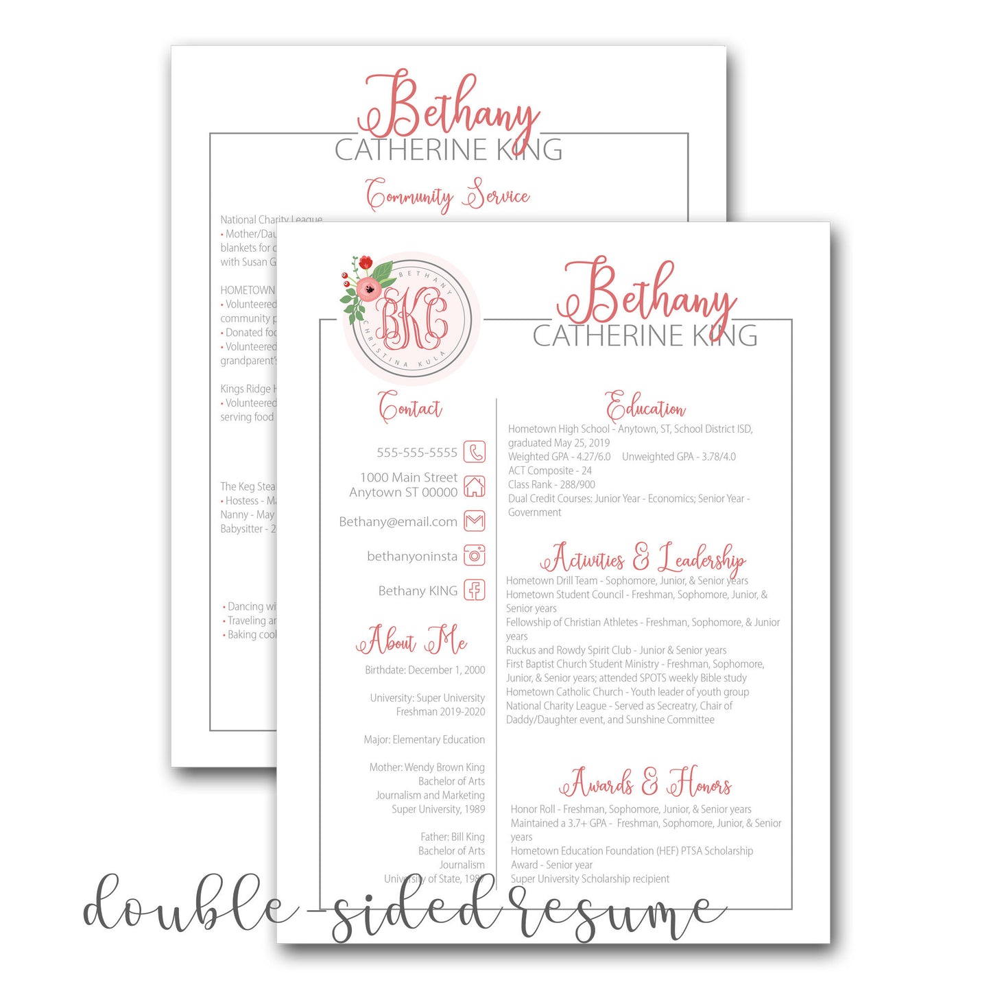 DIGITAL ROSE MONOGRAM SORORITY RECRUITMENT PACKET