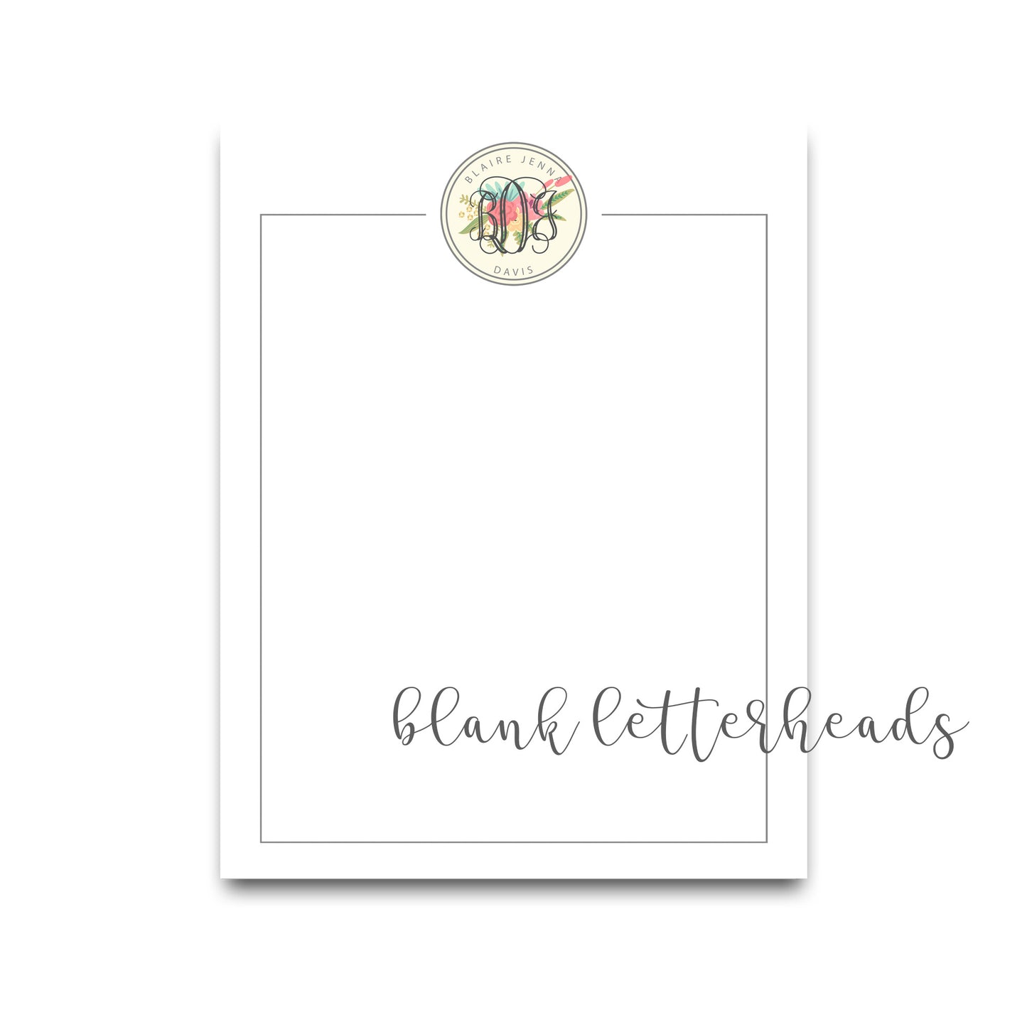 FLORAL MONOGRAM SORORITY RUSH PACKET WITH PHOTO