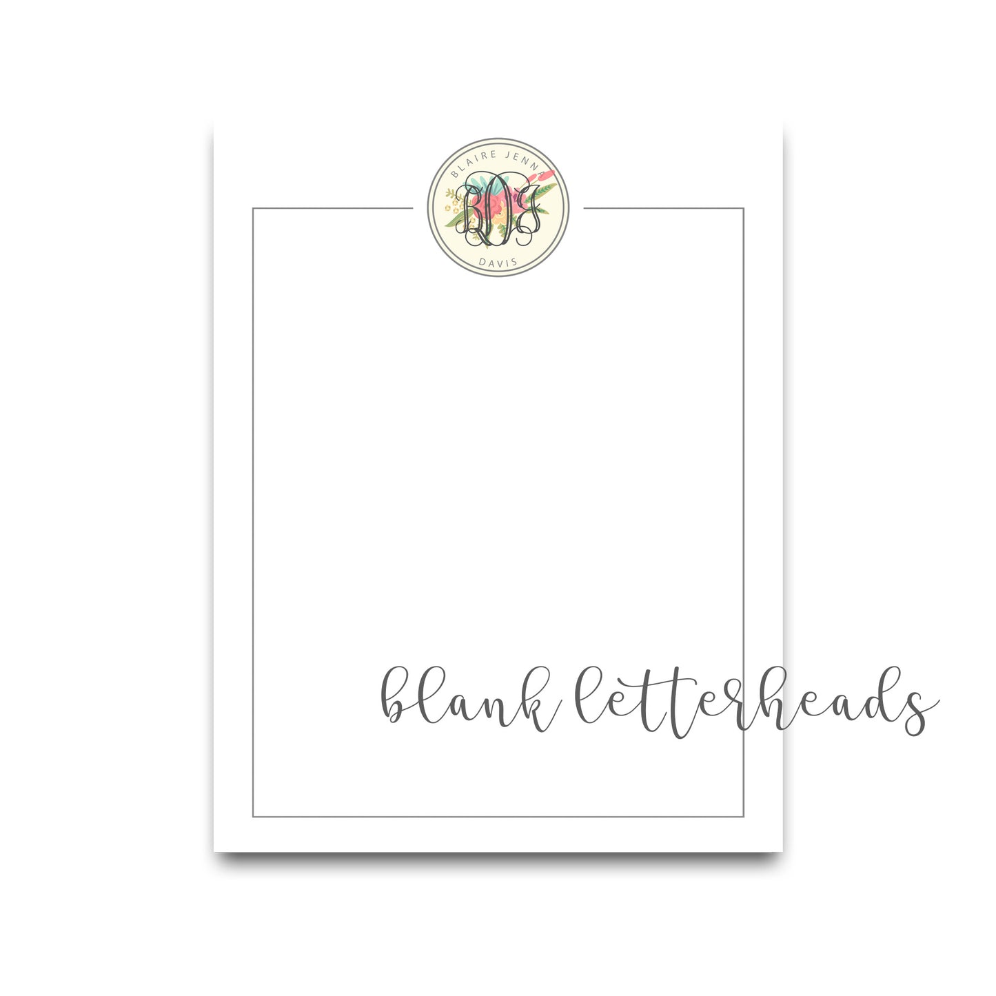 DIGITAL FLORAL MONOGRAM SORORITY RUSH PACKET WITH PHOTO