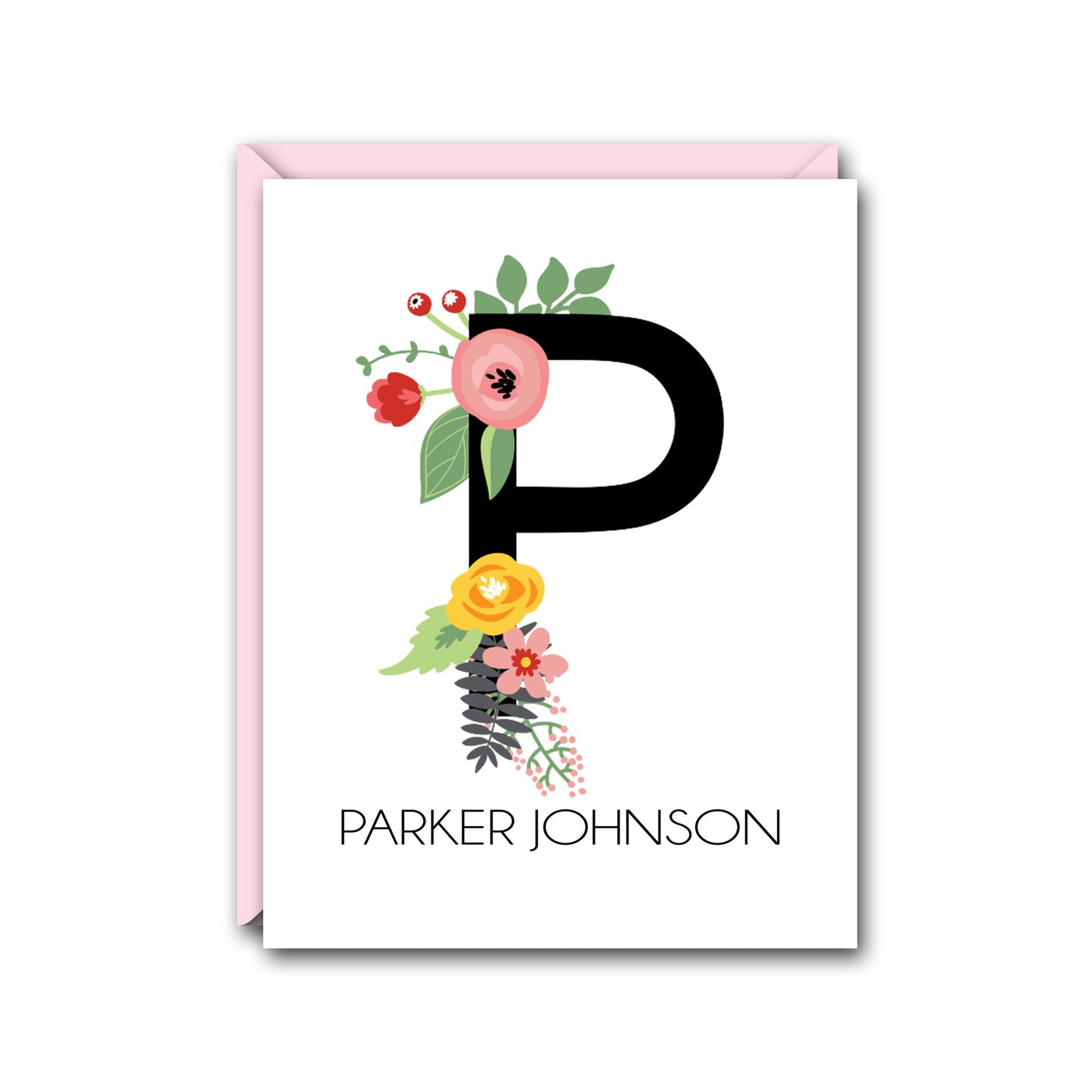 FLORAL MONOGRAM PERSONALIZED NOTE CARD SET