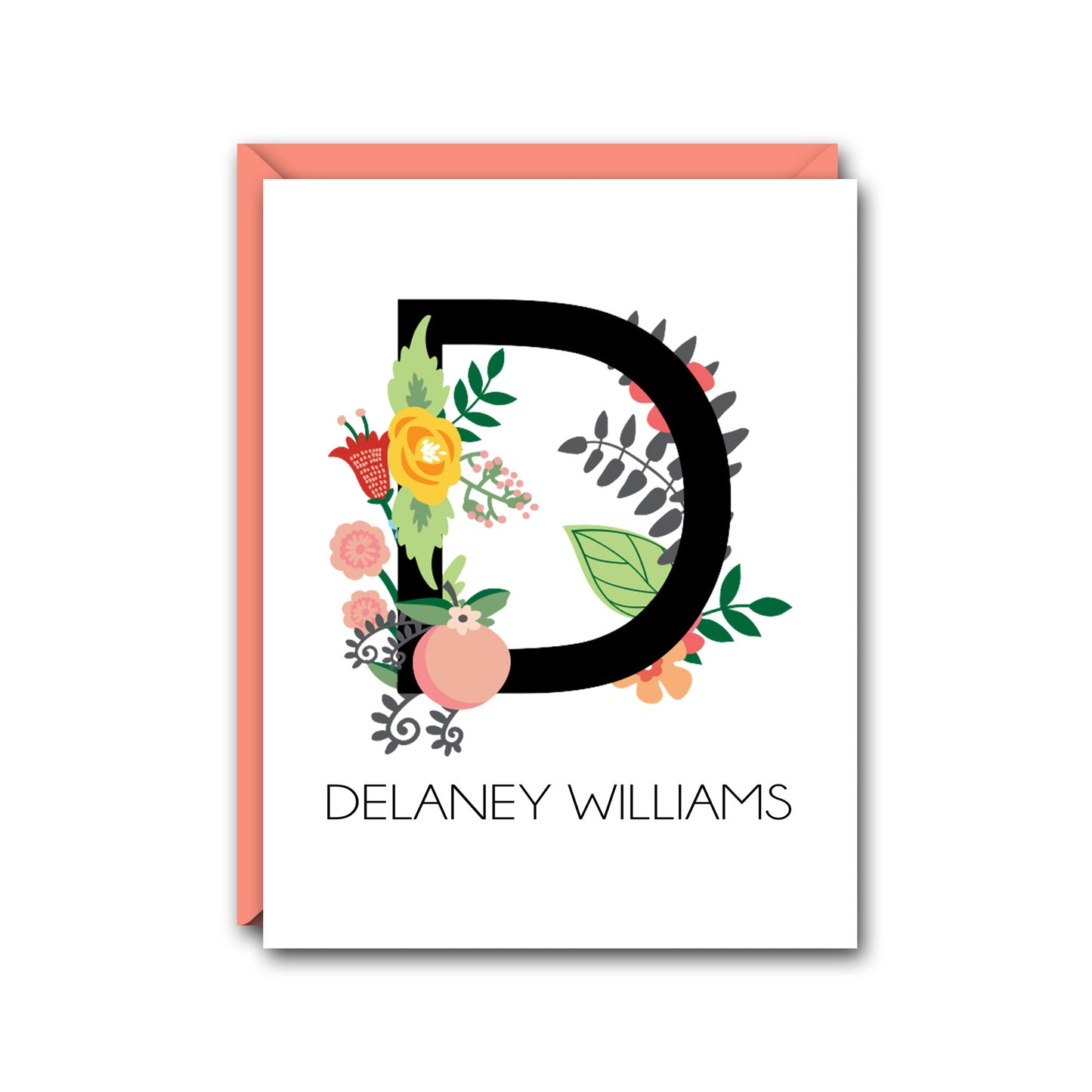 FLORAL MONOGRAM PERSONALIZED NOTE CARD SET