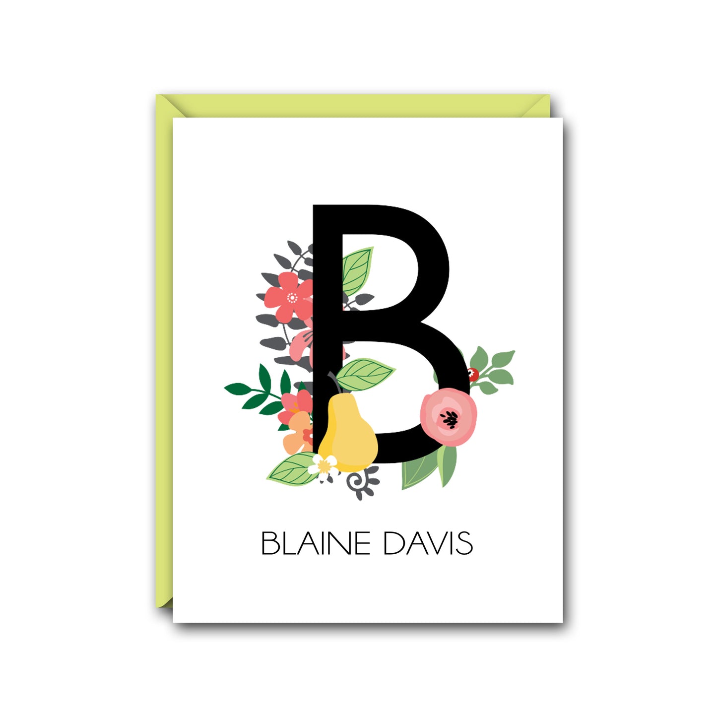 FLORAL MONOGRAM PERSONALIZED NOTE CARD SET