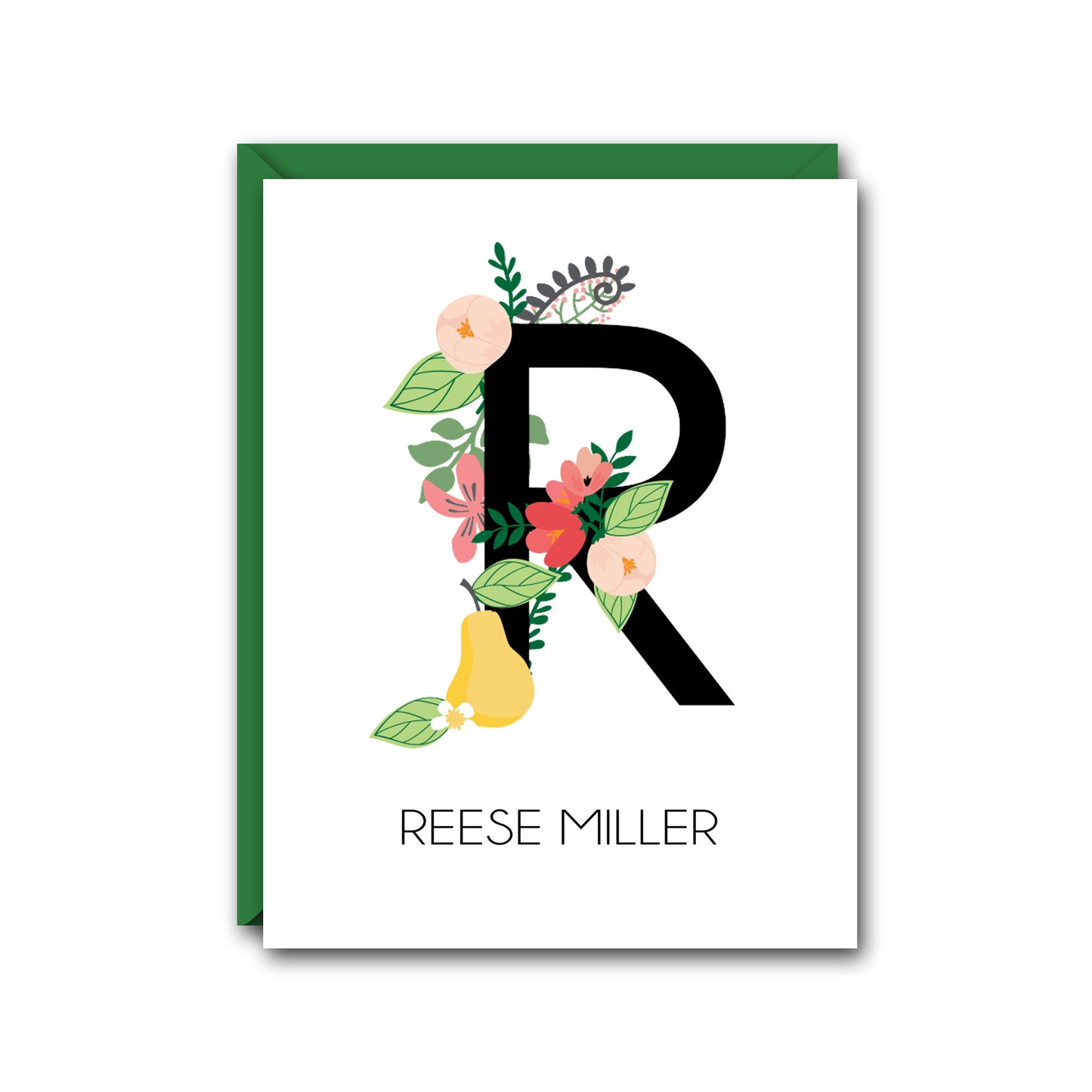 FLORAL MONOGRAM PERSONALIZED NOTE CARD SET