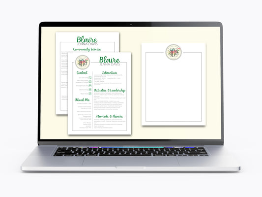DIGITAL FLORAL MONOGRAM SORORITY RUSH PACKET