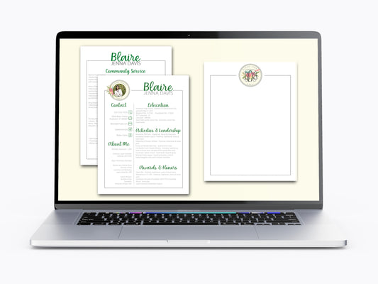 DIGITAL FLORAL MONOGRAM SORORITY RUSH PACKET WITH PHOTO