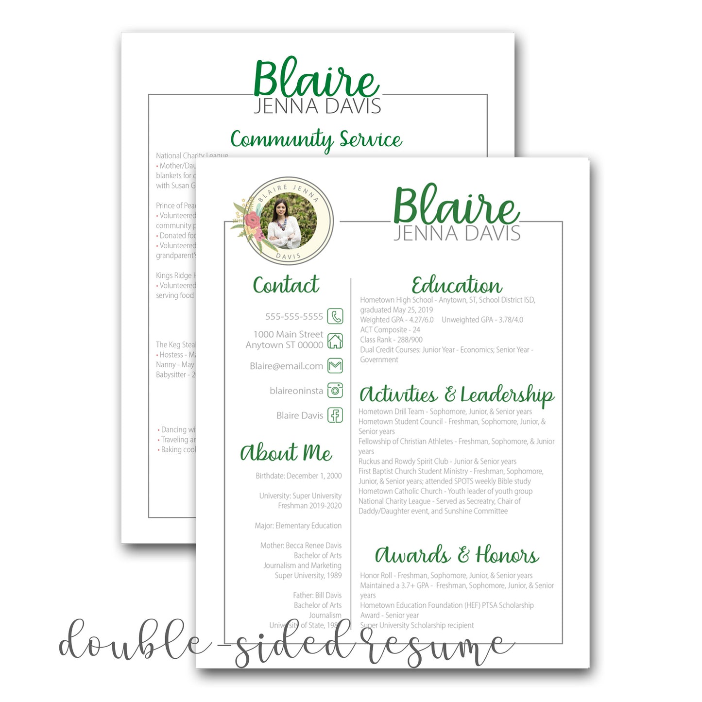 FLORAL MONOGRAM SORORITY RUSH PACKET WITH PHOTO