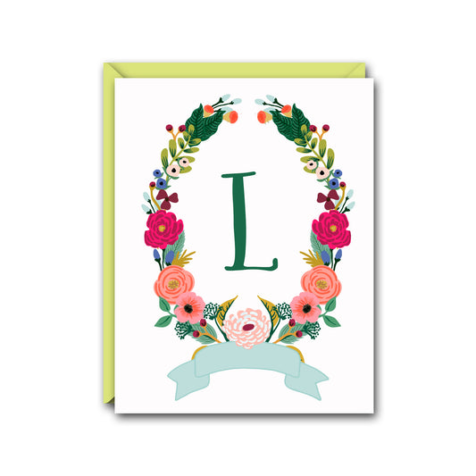 FLORAL WREATH MONOGRAM FOLDED NOTE CARD SET