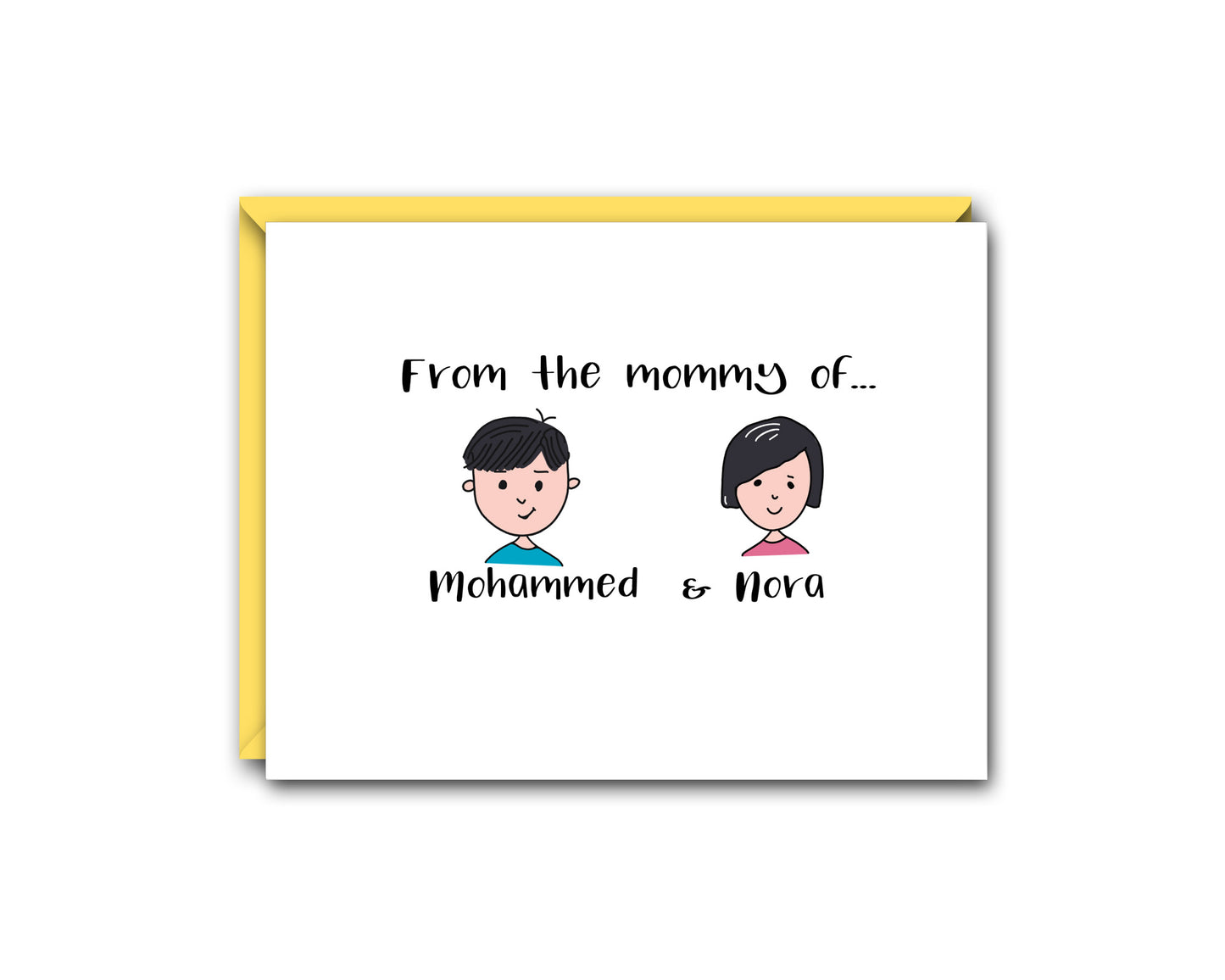 FROM THE MOM OF... TWO CHILDREN PERSONALIZED NOTE CARD SET