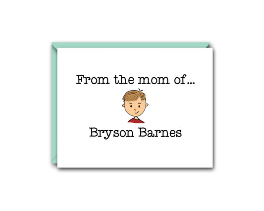 FROM THE MOM OF... ONE CHILD PERSONALIZED NOTE CARD SET