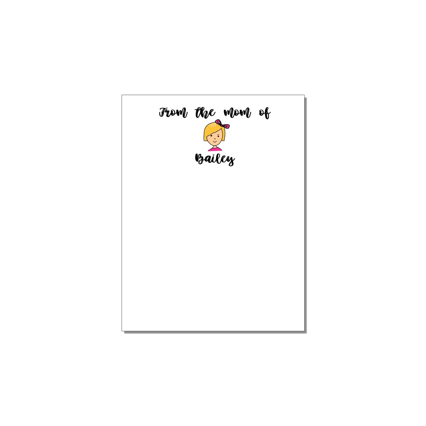 FROM THE MOM OF... ONE CHILD PERSONALIZED NOTEPAD