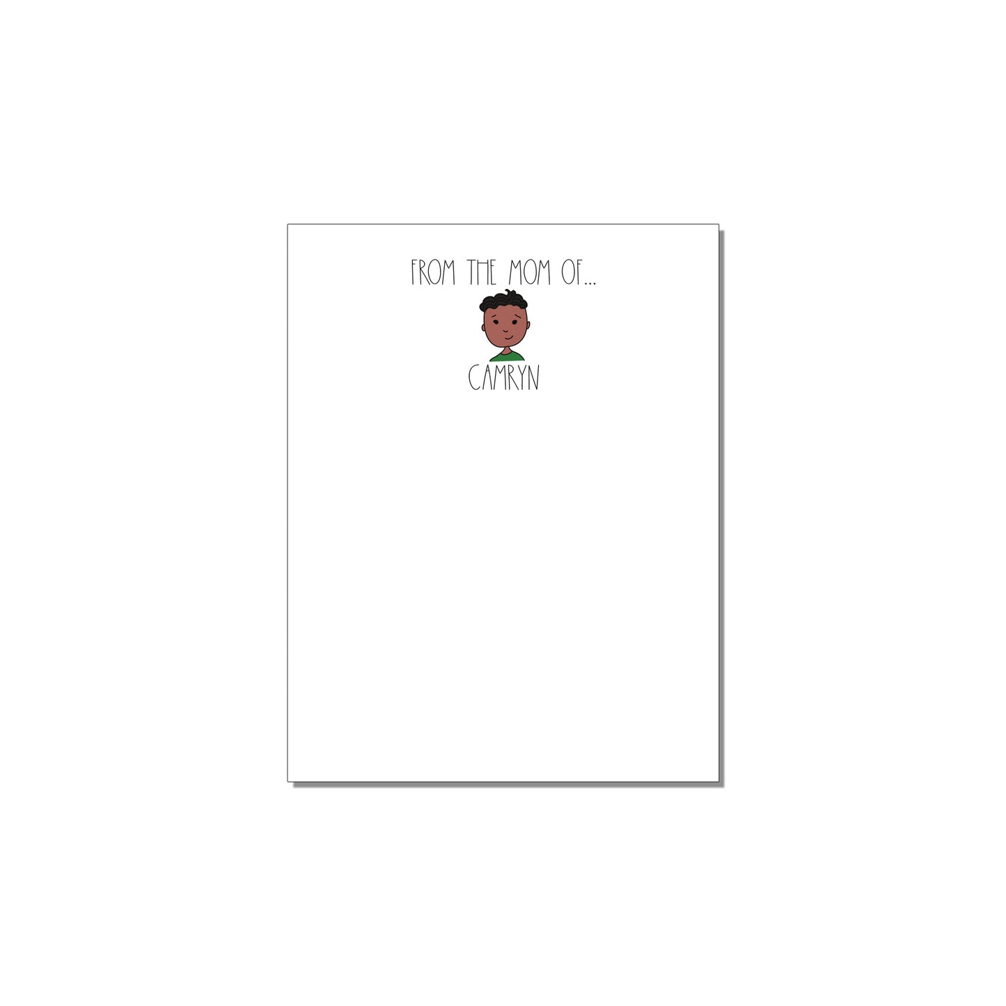 FROM THE MOM OF... ONE CHILD PERSONALIZED NOTEPAD