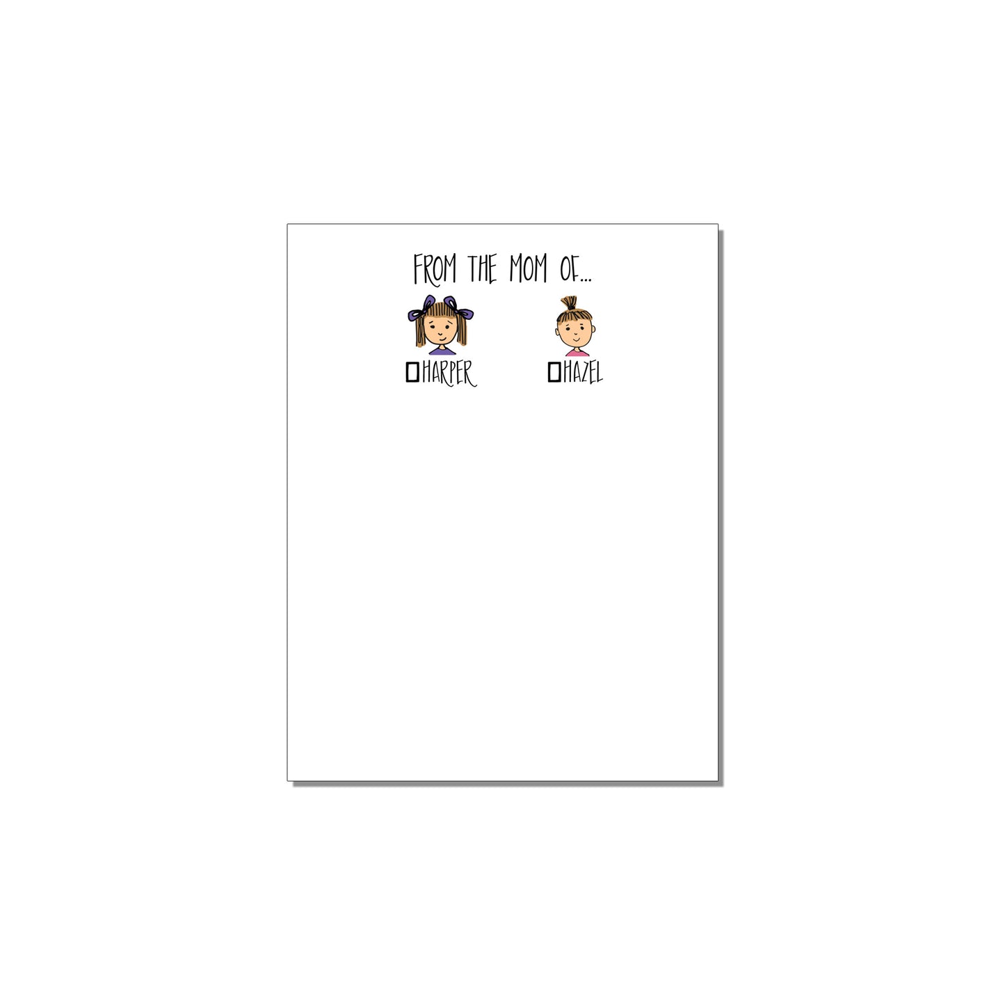 FROM THE MOM OF... TWO CHILDREN PERSONALIZED NOTEPAD