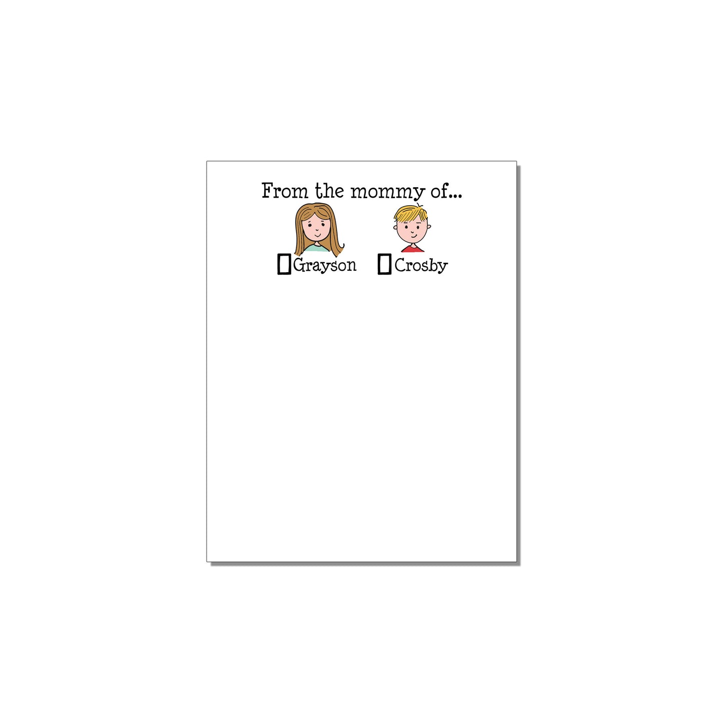 FROM THE MOM OF... TWO CHILDREN PERSONALIZED NOTEPAD