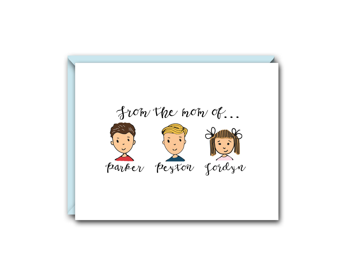 FROM THE MOM OF... THREE CHILDREN PERSONALIZED NOTE CARD SET