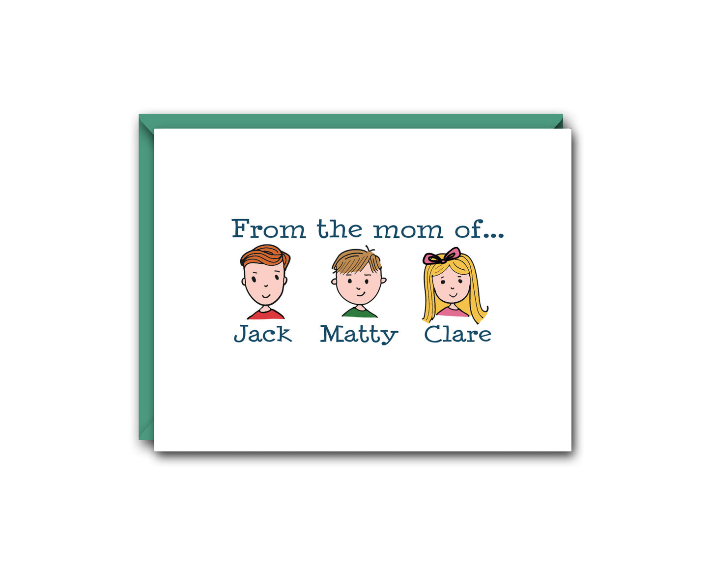 FROM THE MOM OF... THREE CHILDREN PERSONALIZED NOTE CARD SET