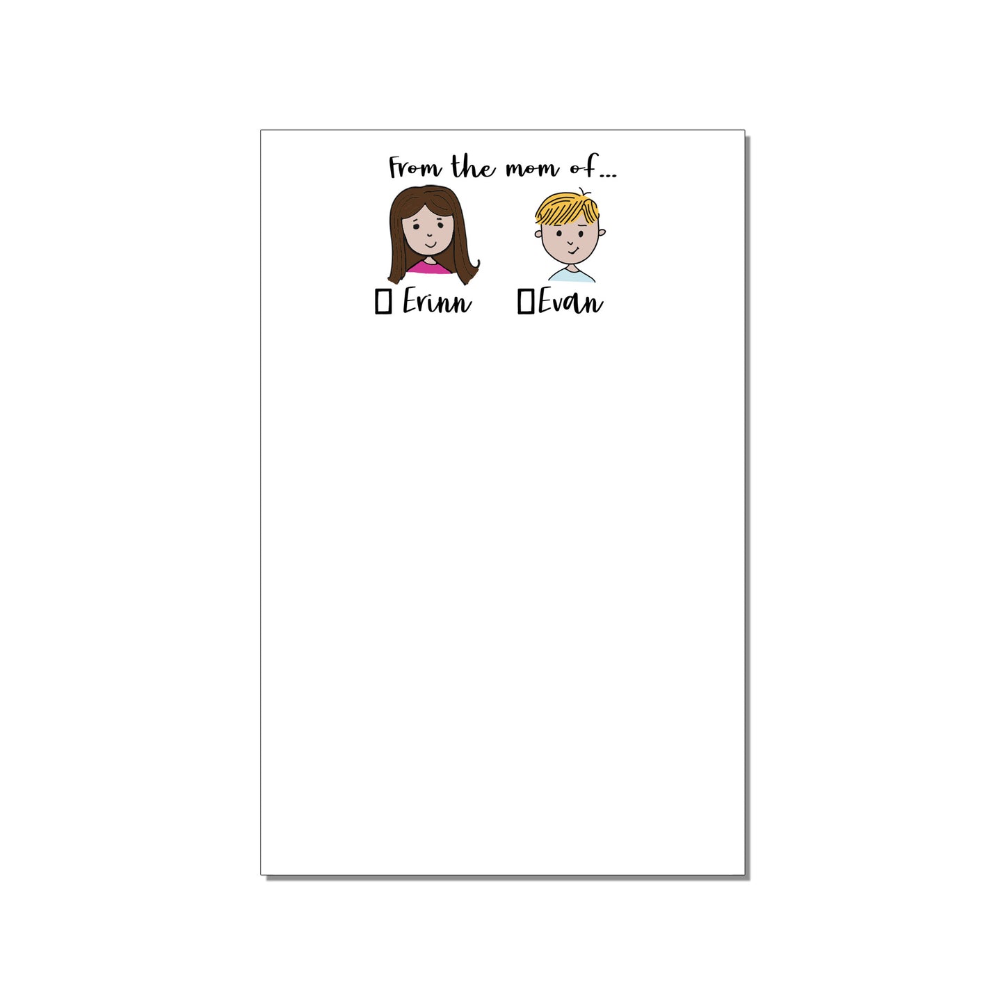 FROM THE MOM OF... TWO CHILD PERSONALIZED LARGE NOTEPAD