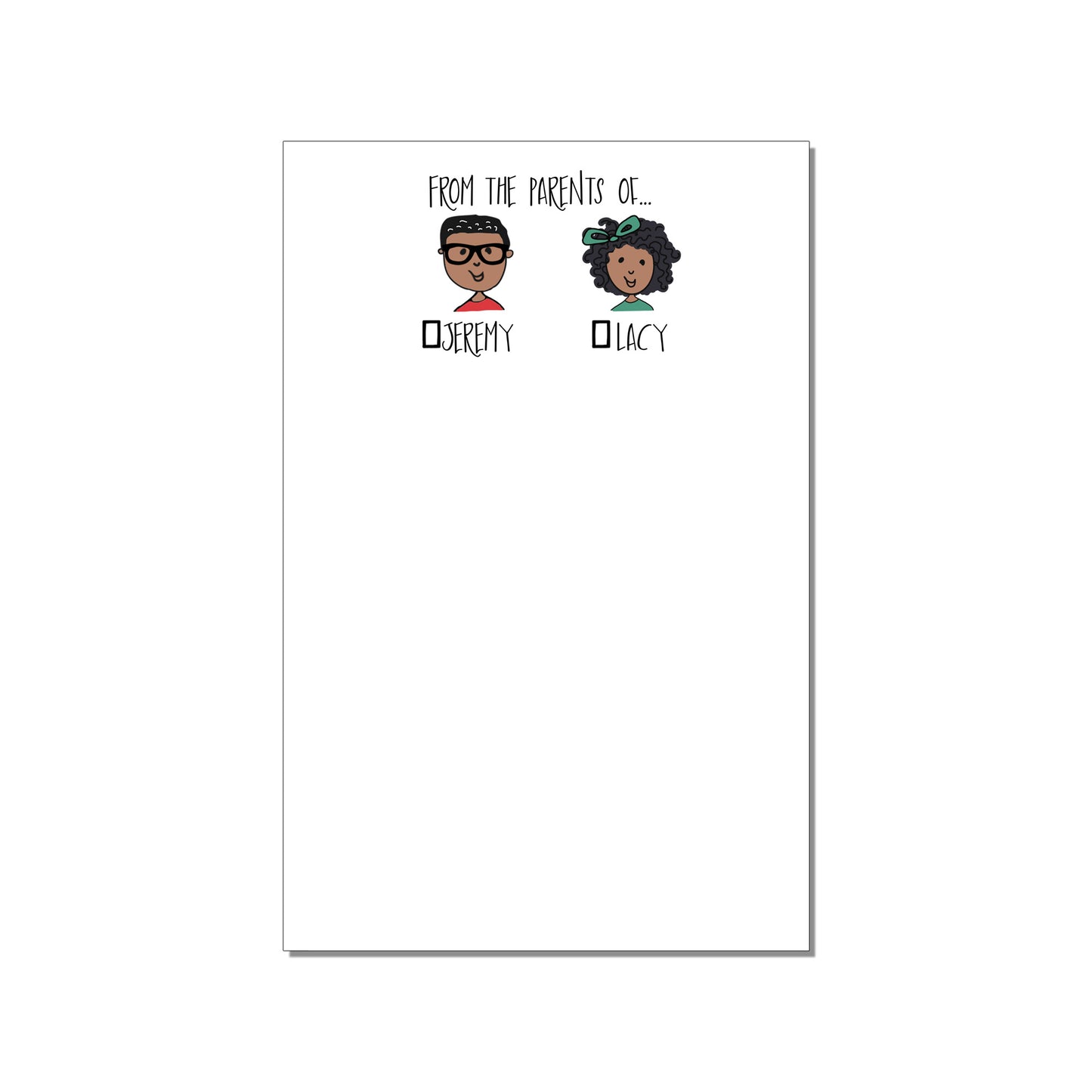 FROM THE MOM OF... TWO CHILD PERSONALIZED LARGE NOTEPAD