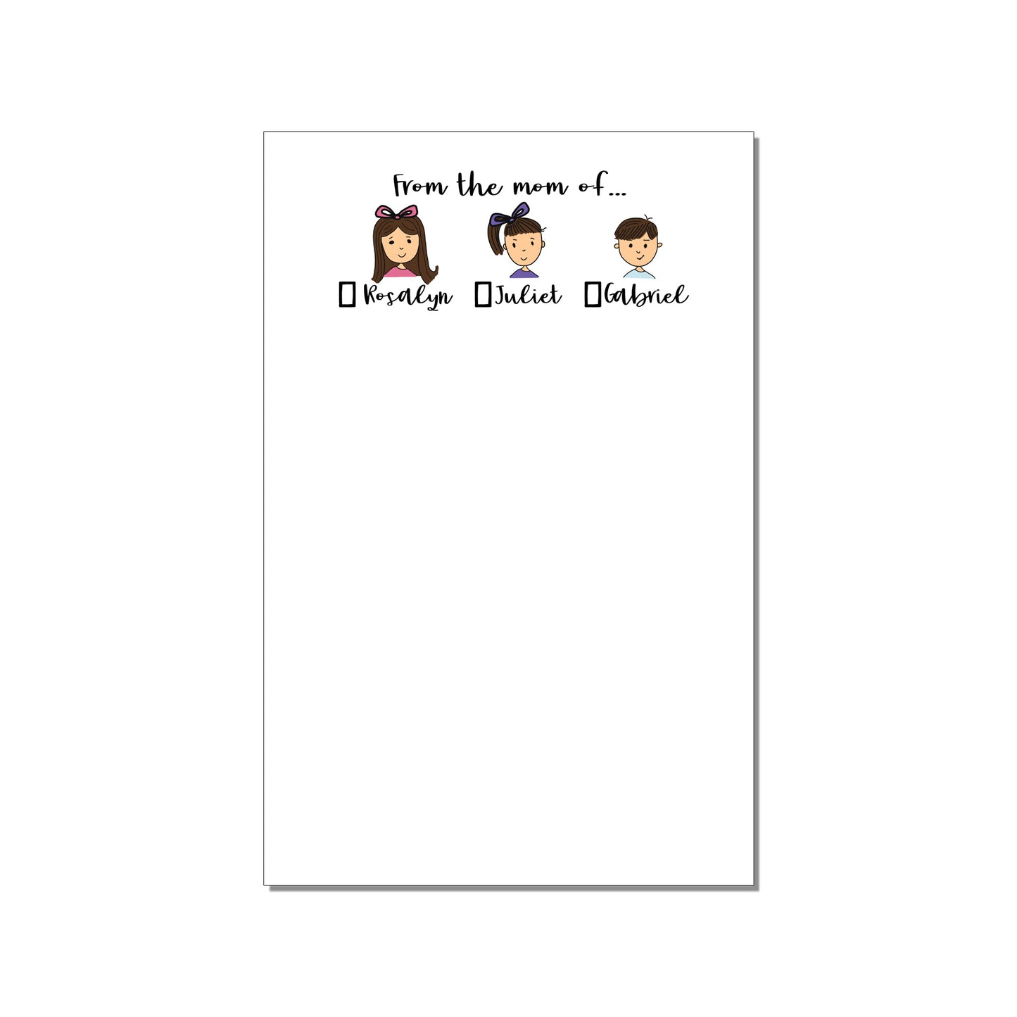 FROM THE MOM OF... THREE CHILD PERSONALIZED LARGE NOTEPAD