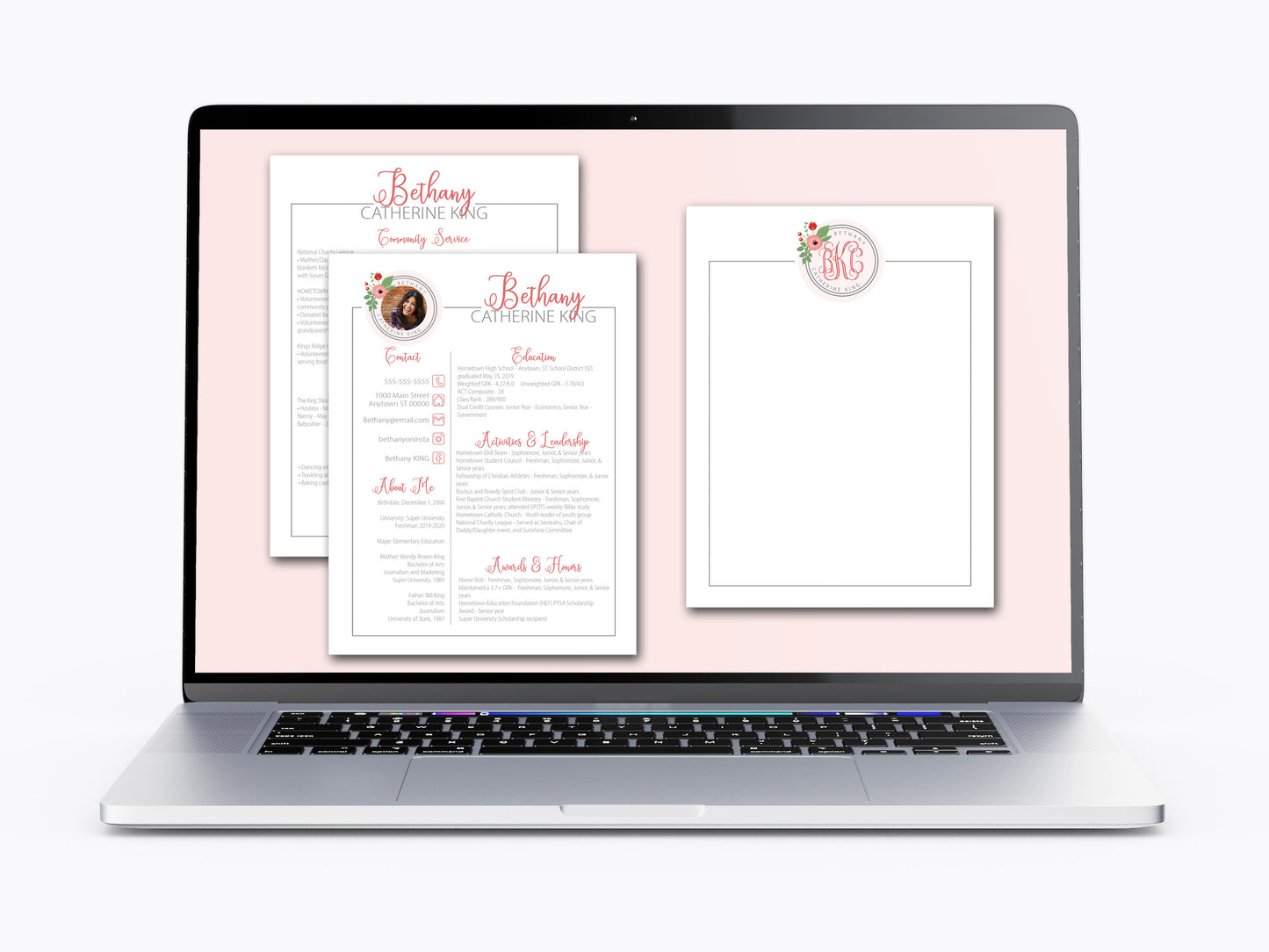 DIGITAL ROSE MONOGRAM SORORITY RECRUITMENT PACKET WITH PHOTO
