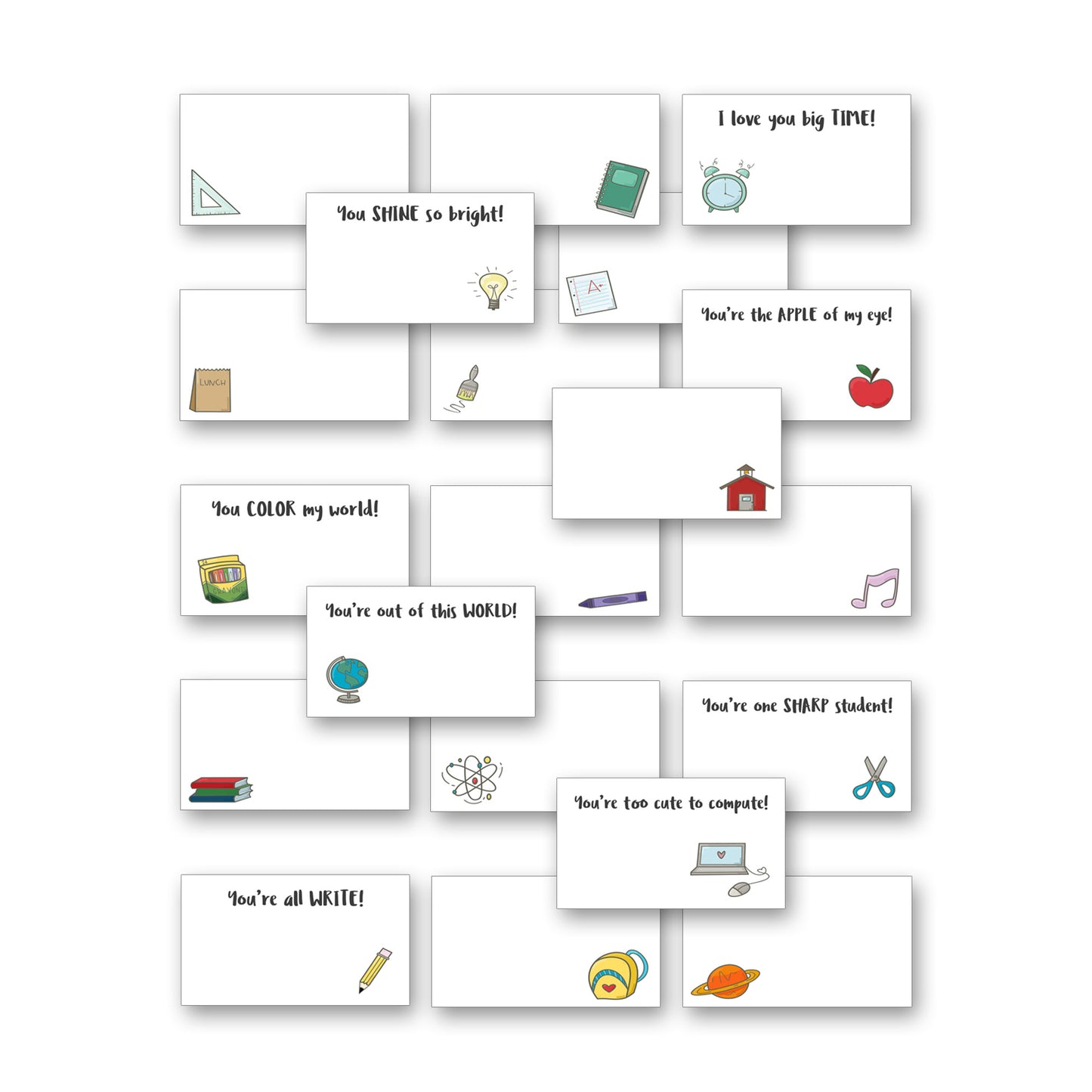 SCHOOL DAYS LUNCH BOX LOVE NOTES CARD SET