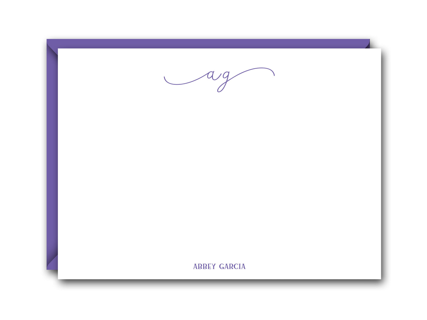 The Mad Padder Personalized Script Initials Flat Note Card Set