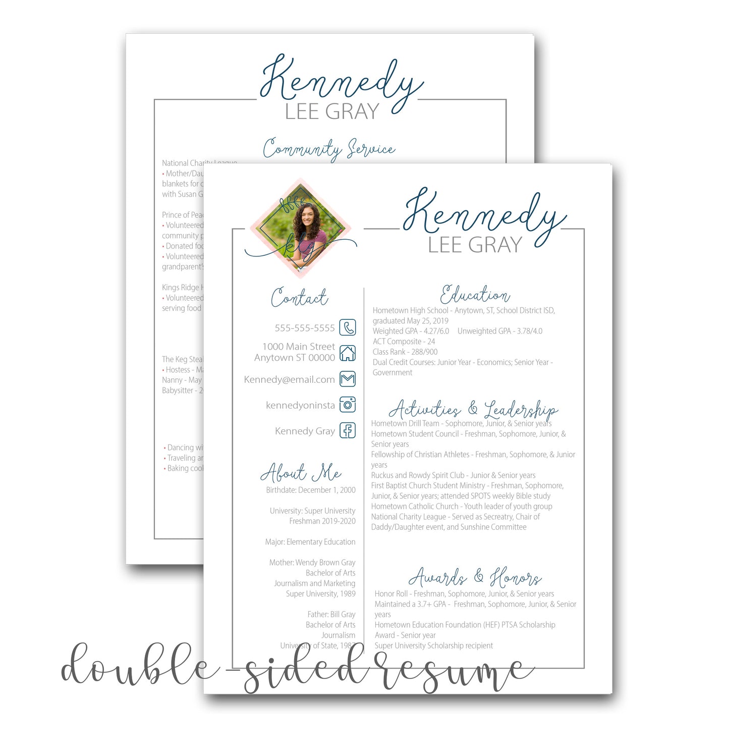 SQUARE BRANCH MONOGRAM SORORITY RUSH PACKET WITH PHOTO