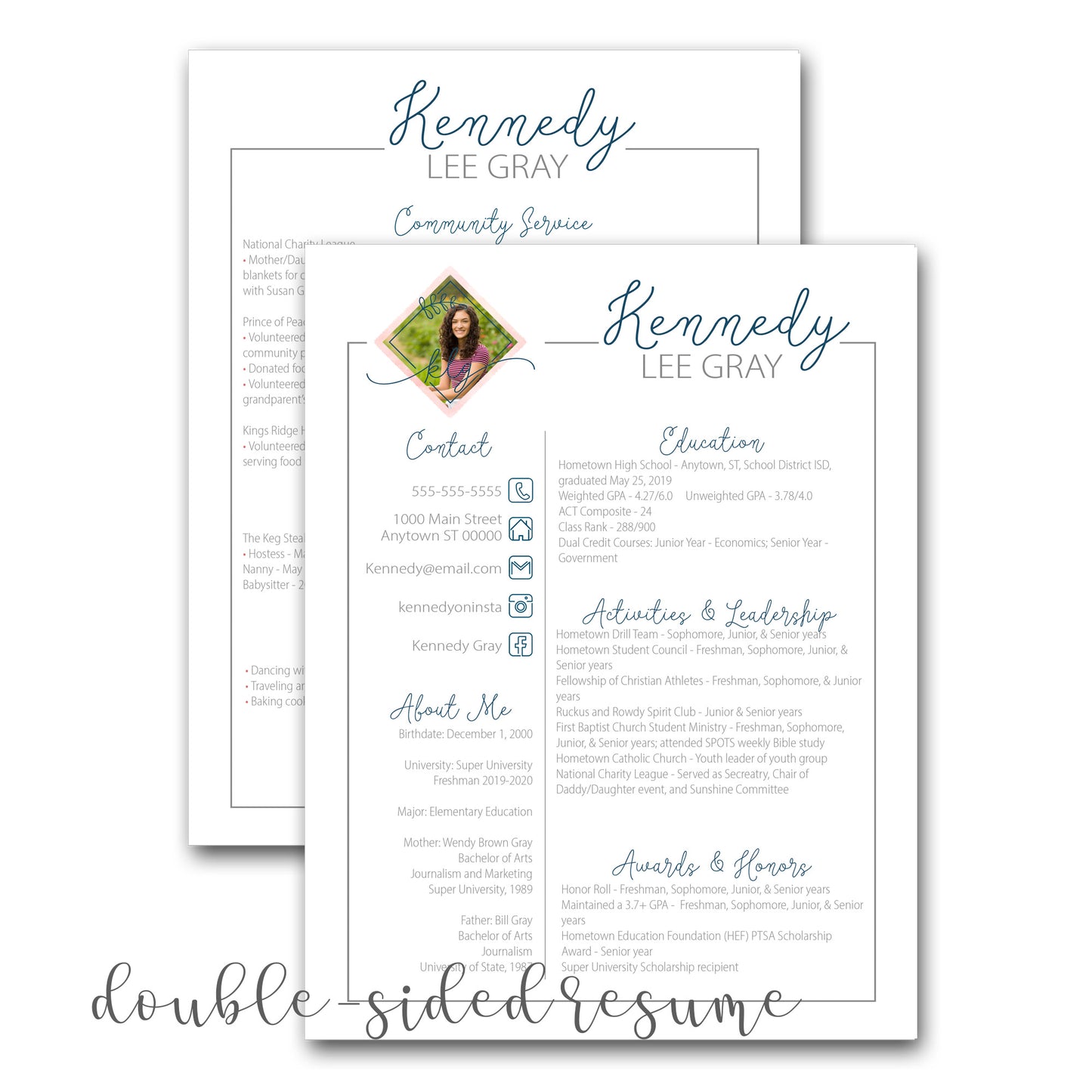 DIGITAL SQUARE BRANCH MONOGRAM SORORITY RUSH PACKET WITH PHOTO