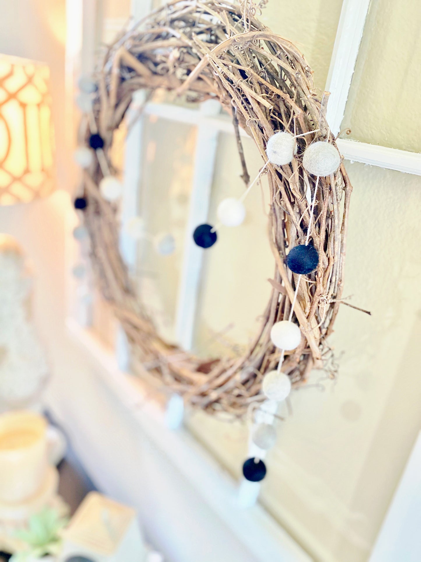 BUFFALO CHECK WOOL FELT BALL GARLAND