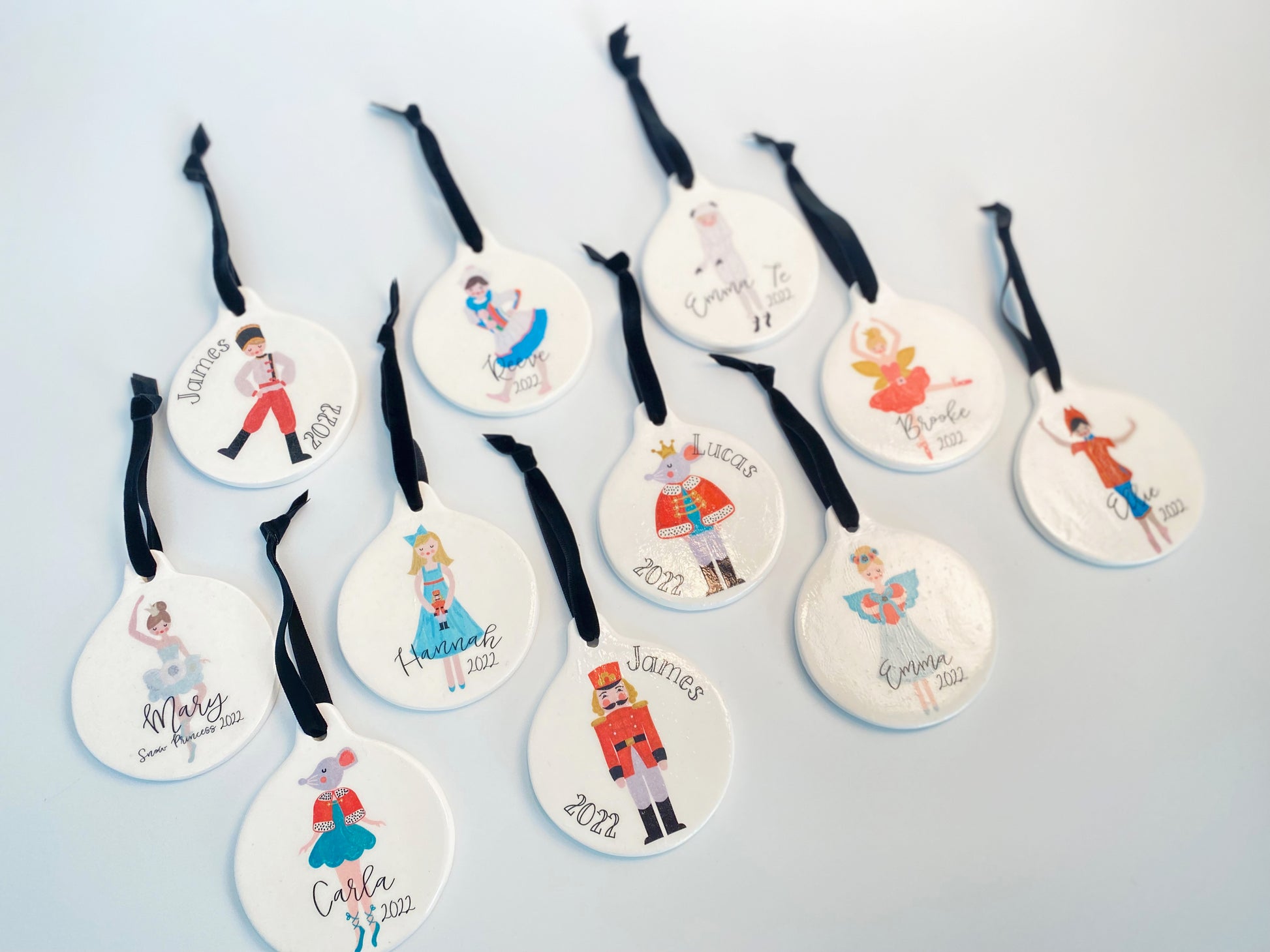 The Mad Padder Custom Nutcracker Ballet Ballerina Ceramic Ornaments
