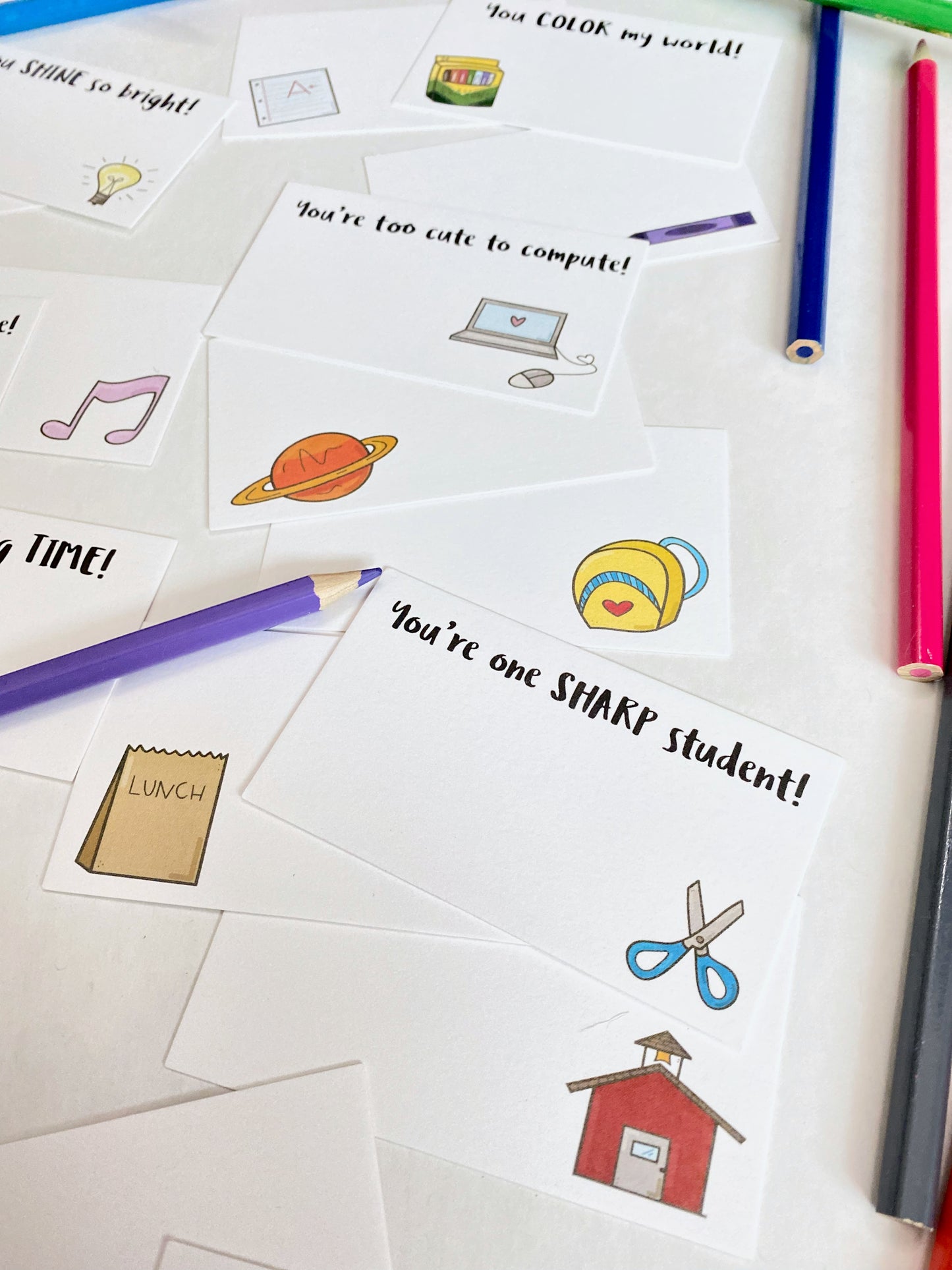 SCHOOL DAYS LUNCH BOX LOVE NOTES CARD SET