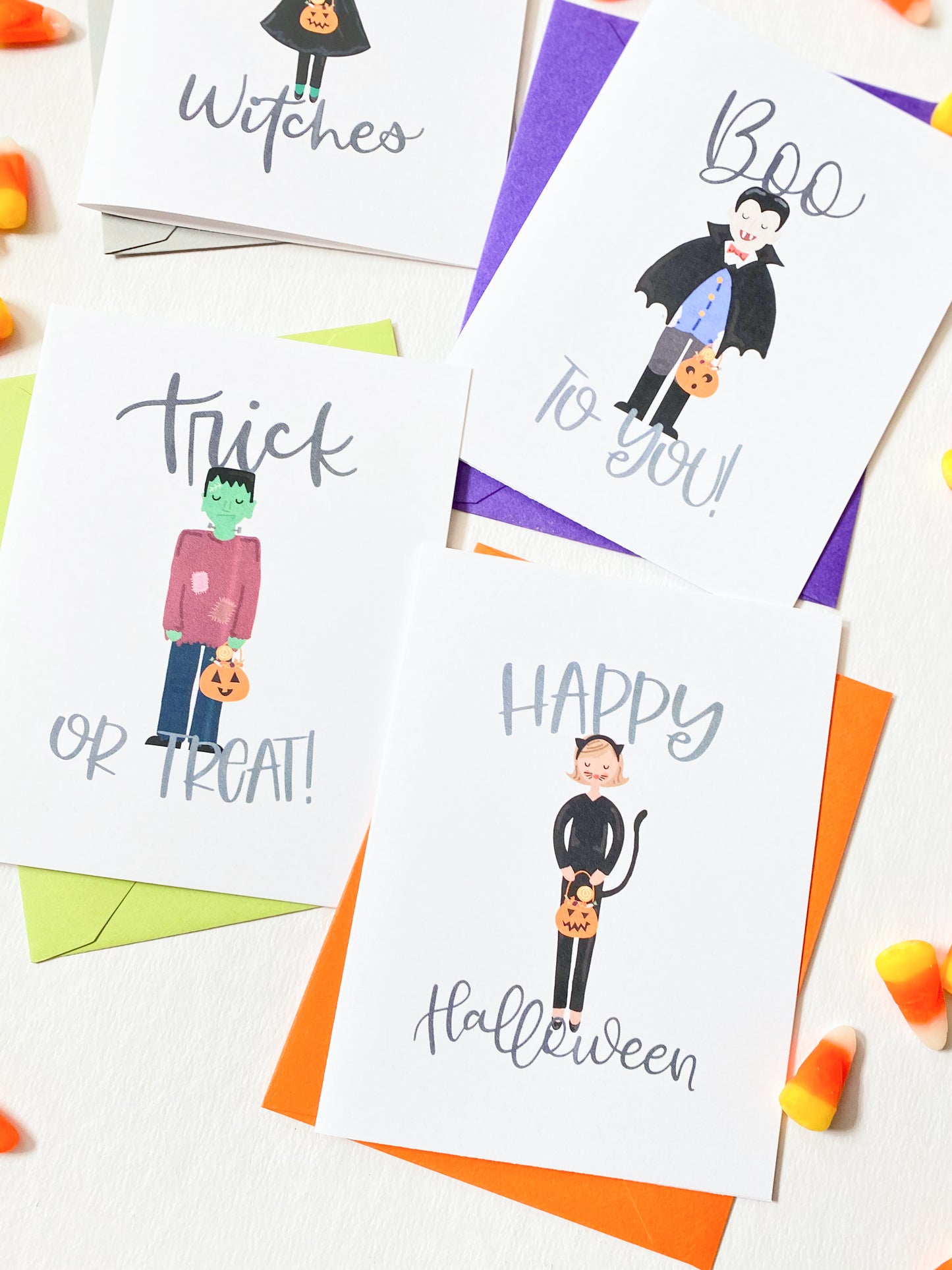 TRICK-OR-TREATERS GREETING CARD SET