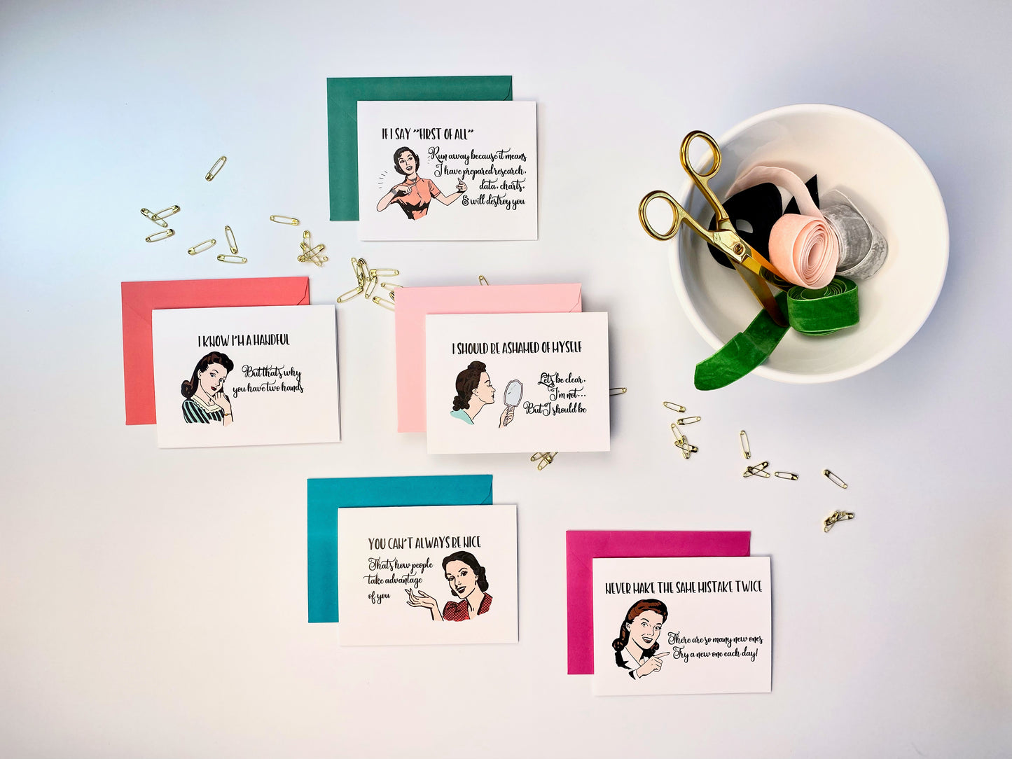 WITTY WOMEN THAT NEVER MAKE THE SAME MISTAKE GREETING CARD SET