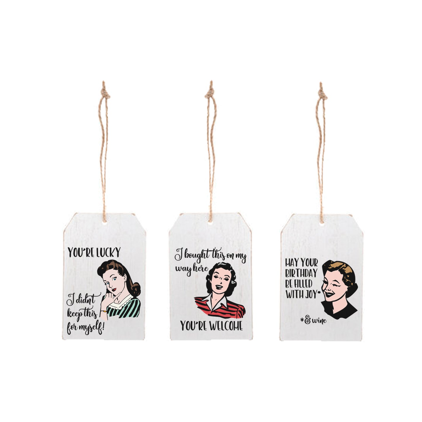WITTY WOMEN WOOD TAGS